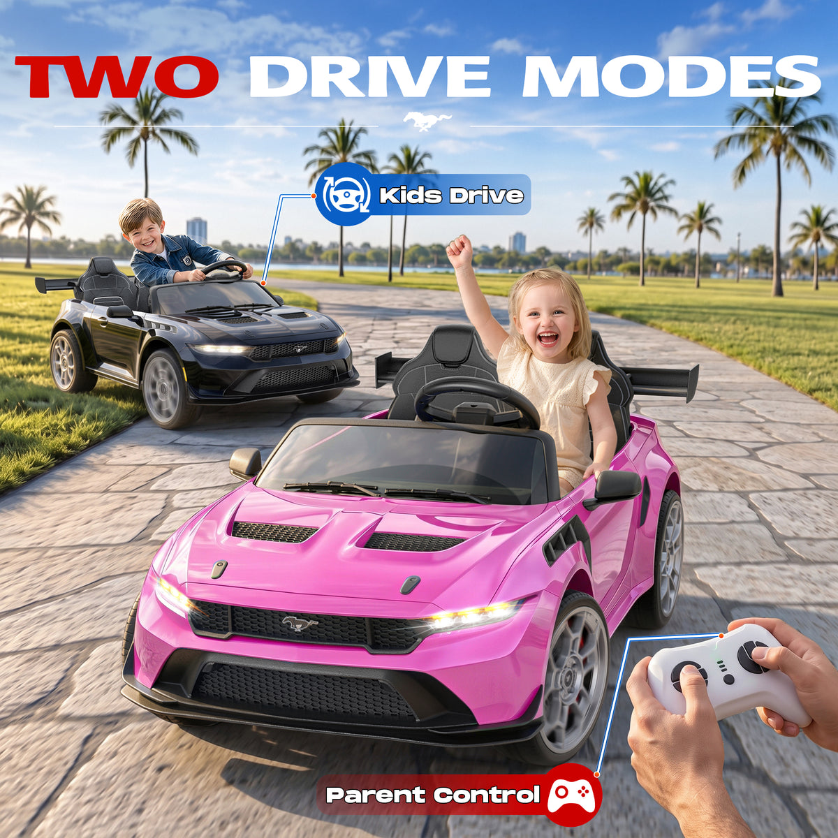 ANPABO Licensed Ford Mustang 24V 2 Seater Ride on Car for Kids Ages 3-8