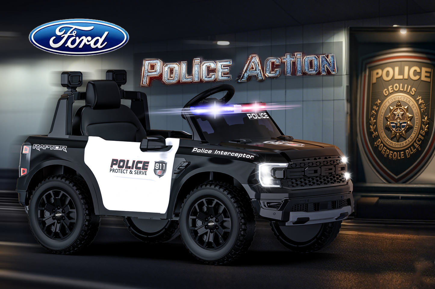 East doll 12V Licensed Ford Kids Ride on Police Car