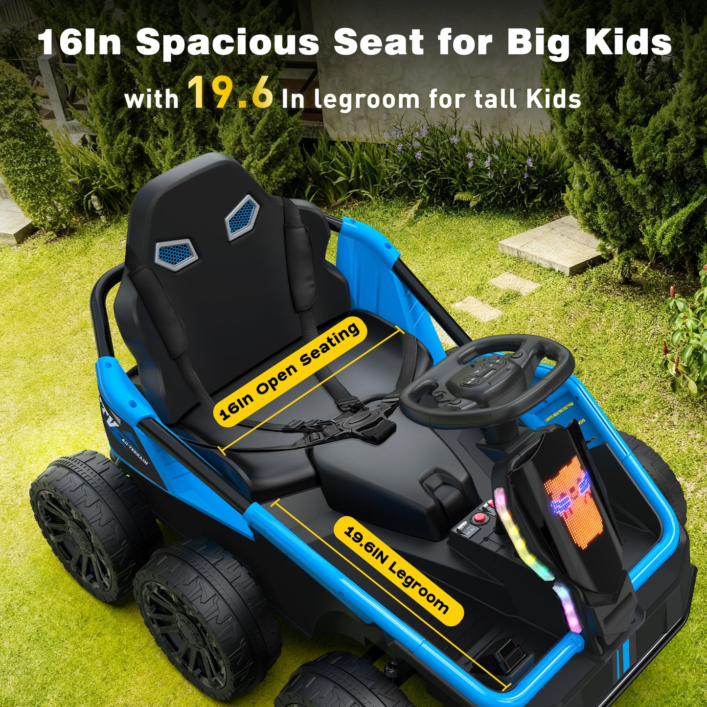 East doll 24V Power Ride on Toys for Big Kids, 6 Wheels Kids UTV, 4x75W Motors, 5MPH, Remote Control, Music, Racing Kids Electric Kart for Age 3+