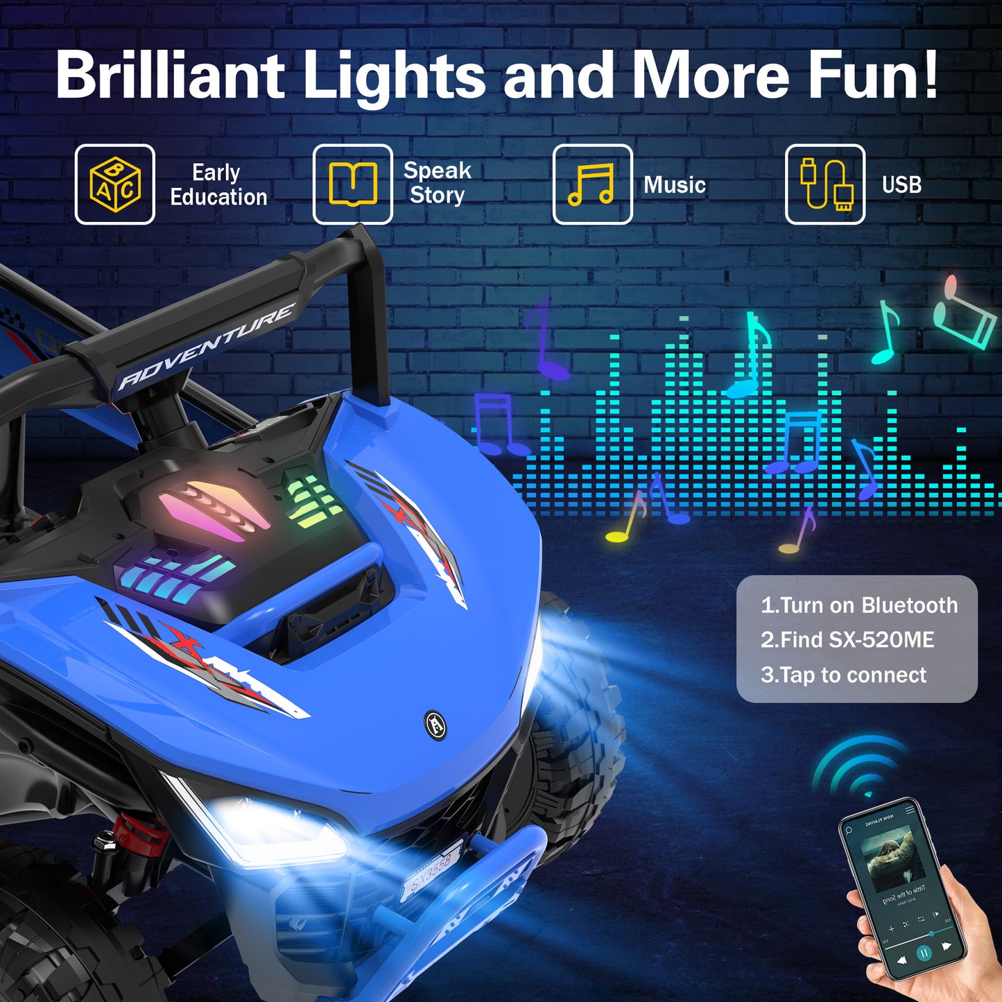 East doll 24V Ride on UTV Car for Big Kid, 2 Seater Ride on Car Toys, Power Electric car for kids,4 Wheels, 800W motors, Remote Control, 5.1 MPH ,3-12Y,Music
