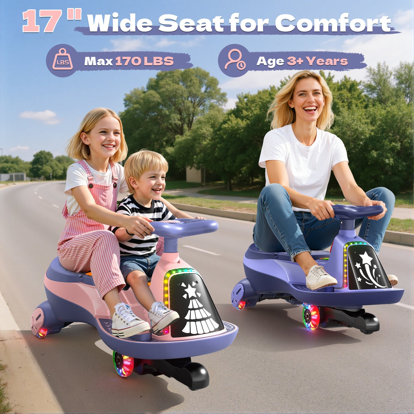 East doll 6V 7Ah Electric Wiggle Car for Kids, Ride on Toys for Toddlers Aged 3+, Cyber Wiggle, Baby Car, 2.8-4.1 Mph, Flashing Wheels, Bluetooth