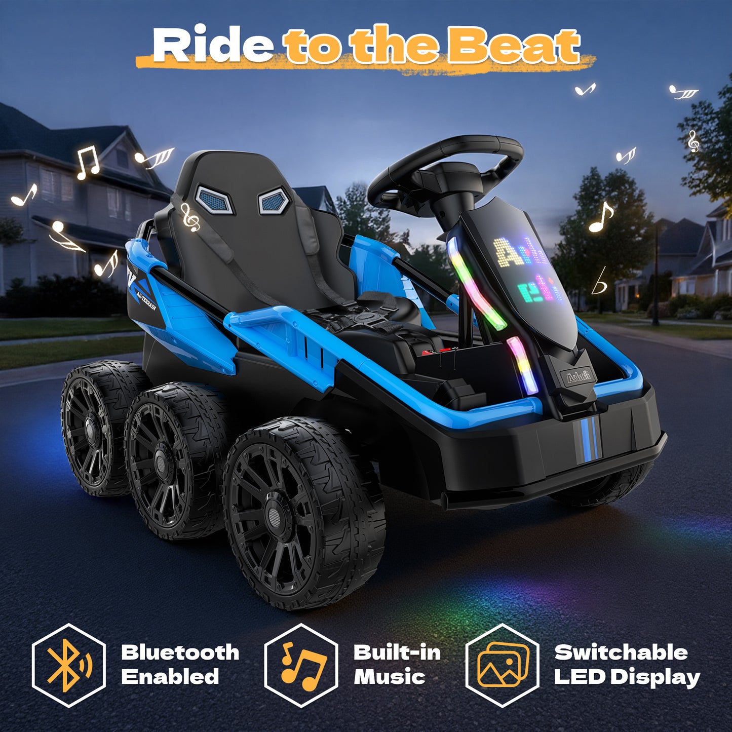 East doll 24V Power Ride on Toys for Big Kids, 6 Wheels Kids UTV, 4x75W Motors, 5MPH, Remote Control, Music, Racing Kids Electric Kart for Age 3+