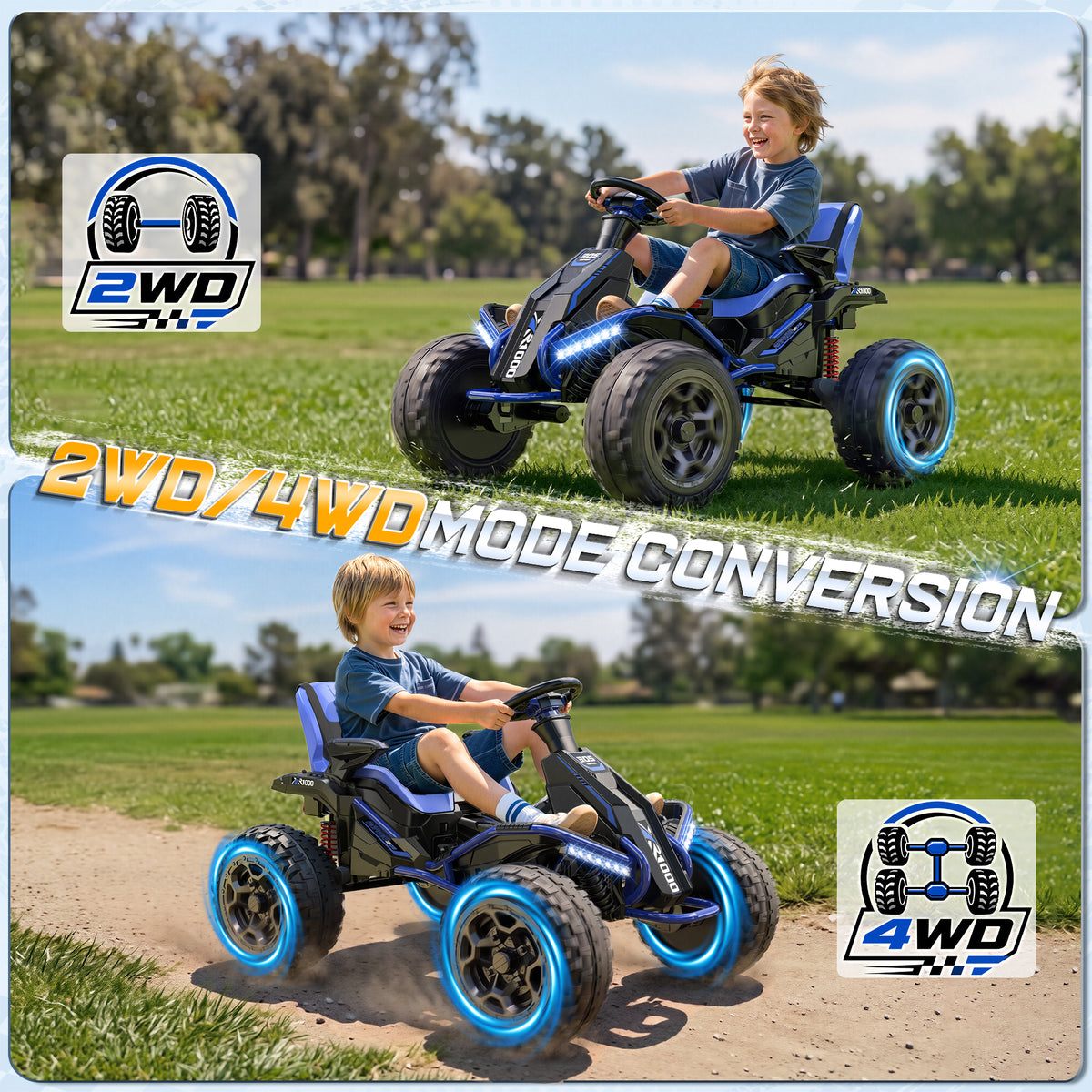 East doll 24V Ride on Toys for Big Kids, 4WD Ride on Car for Kids with 4x200W Motors, Kids Electric Car for Ages 3-12, Parent Remote Control, Adjustable Seat, 5 MPH