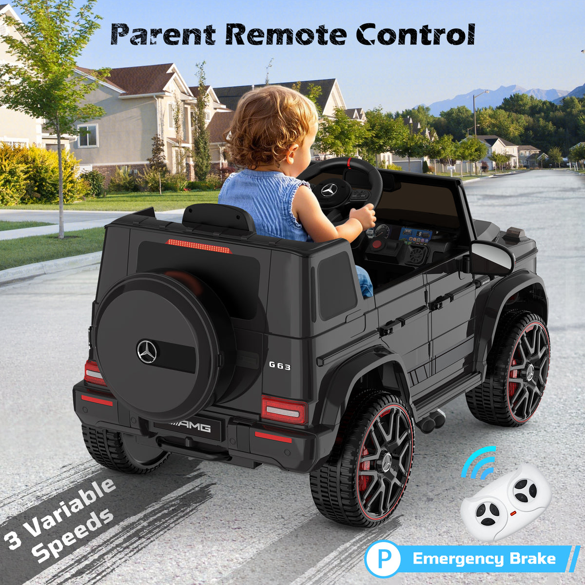 ANPABO 12V 7AH Licensed Mercedes-Benz G63 Electric Car for Kids, Black