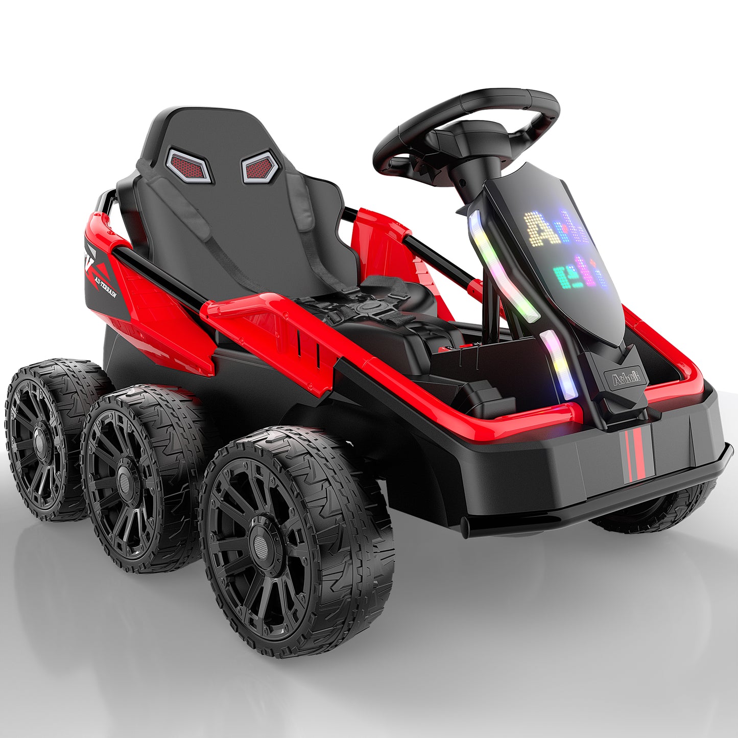 East doll 24V Power Ride on Toys for Big Kids, 6 Wheels Kids UTV, 4x75W Motors, 5MPH, Remote Control, Music, Racing Kids Electric Kart for Age 3+
