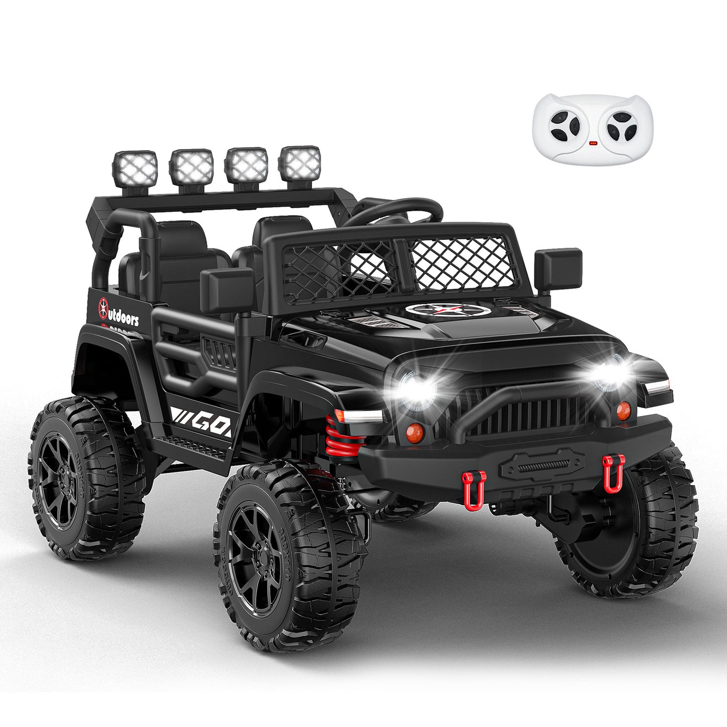 East doll 24Volt Power Ride On Truck, Electric Car for Kids, Ride on Toys with Remote Control, 19 In 2 Seater, 300W, LED Lights, Bluetooth, Music, 3 Speeds, Gift for Boys Girls