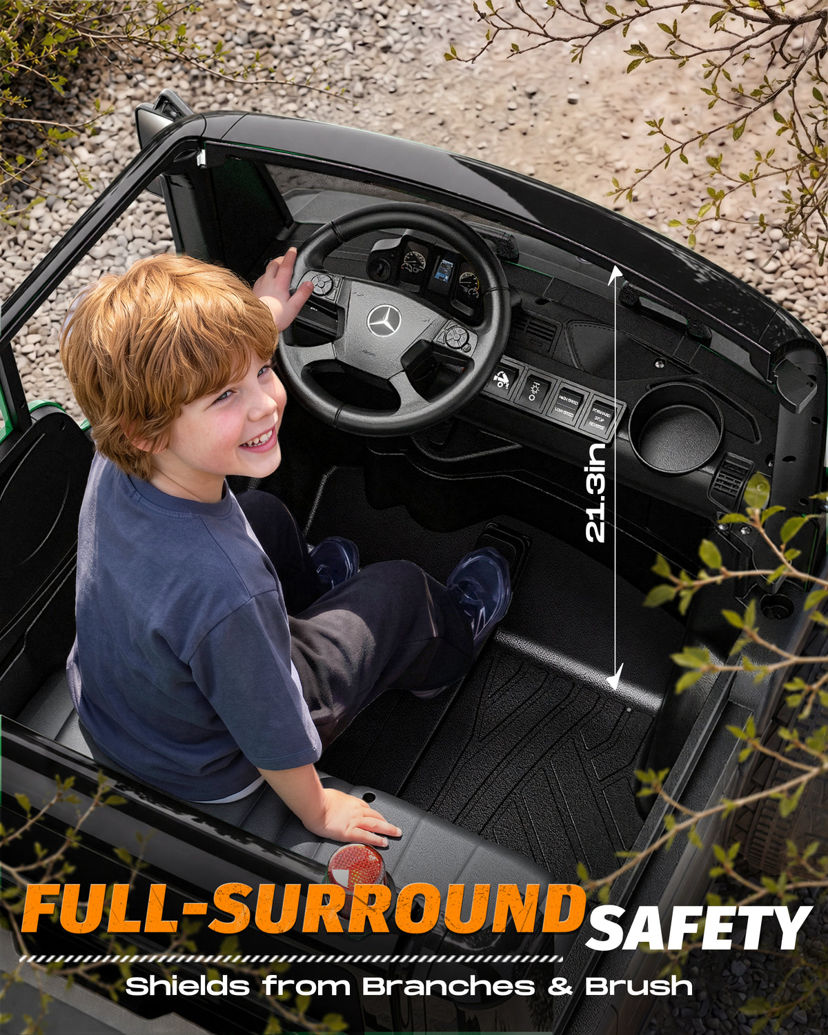 TOPLIX Mercedes-Benz Unimog 24V Ride On Dump Truck for Kids, 2 Seater w/Remote