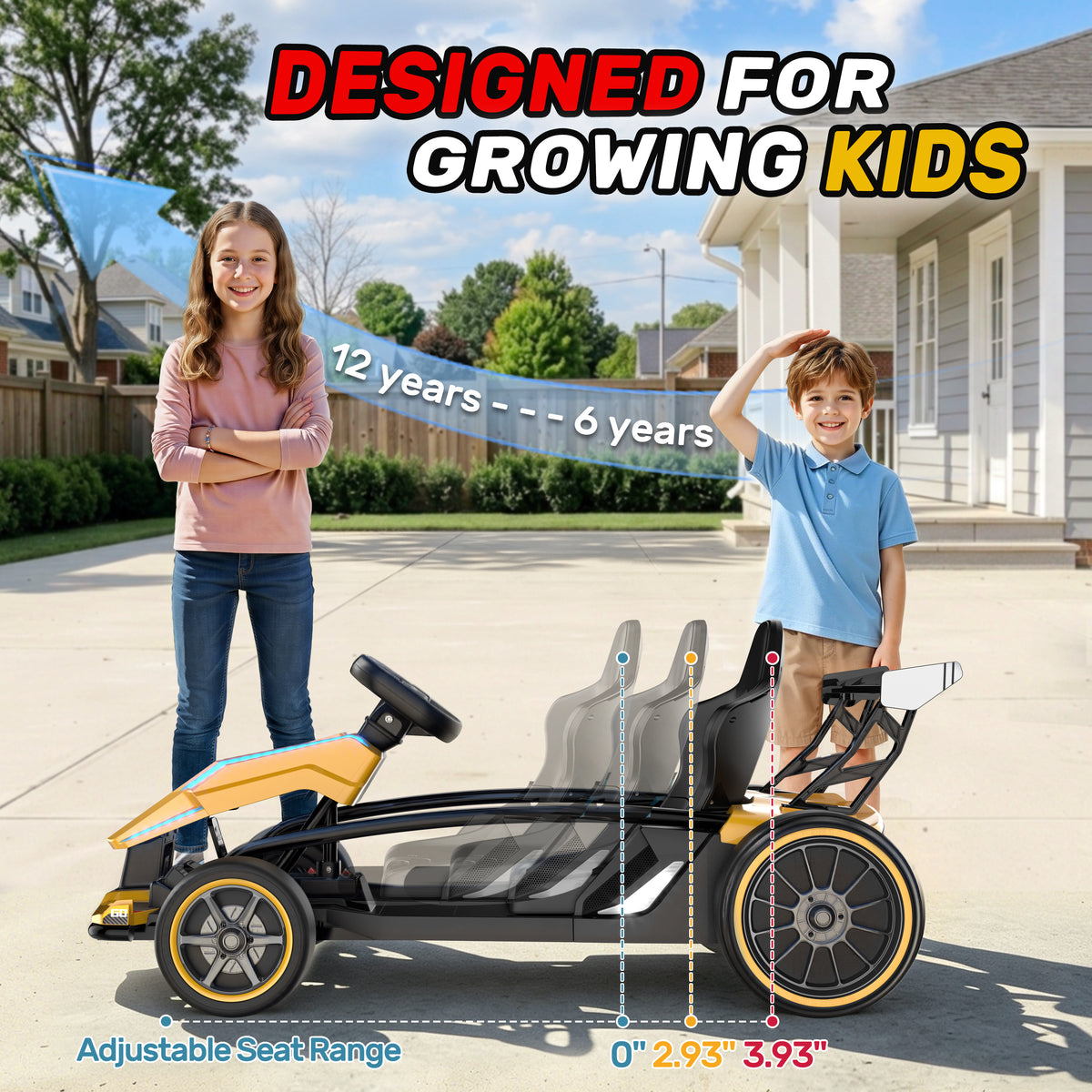 24V Electric Drift Go Kart for Kids Ages 6-14, 400W Motors & 9.3 Mph
