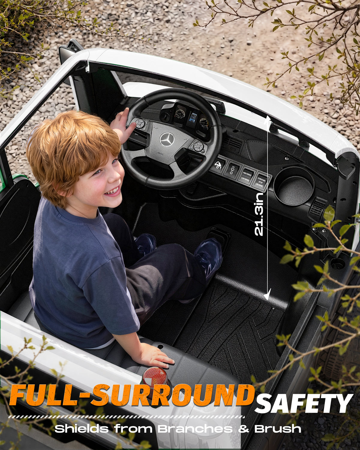TOPLIX Mercedes-Benz Unimog 24V Ride On Dump Truck for Kids, 2 Seater w/Remote