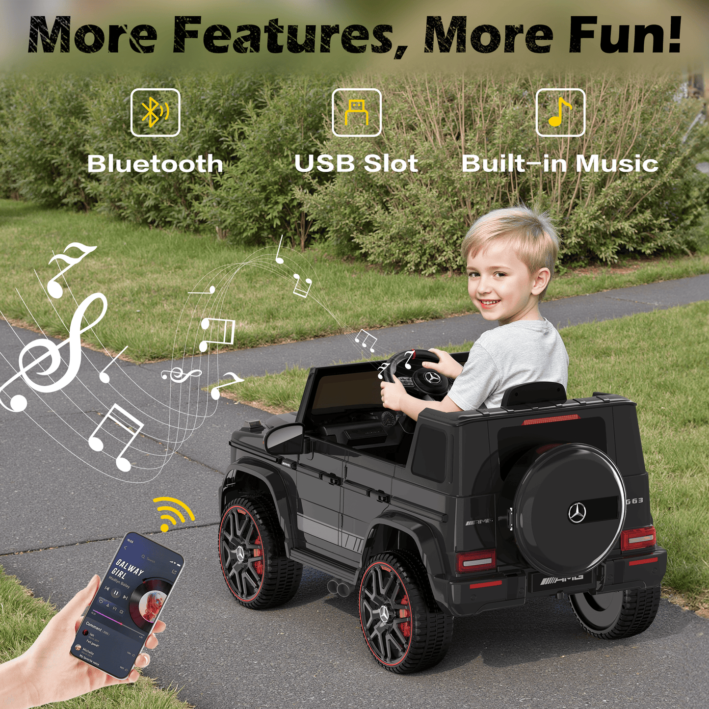 East doll 12V Power Ride on Toys for Toddlers, Kid Electric Car, G63 G Wagon Licensed Mercedes-Benz with Remote Controls, Aged 2-5Y