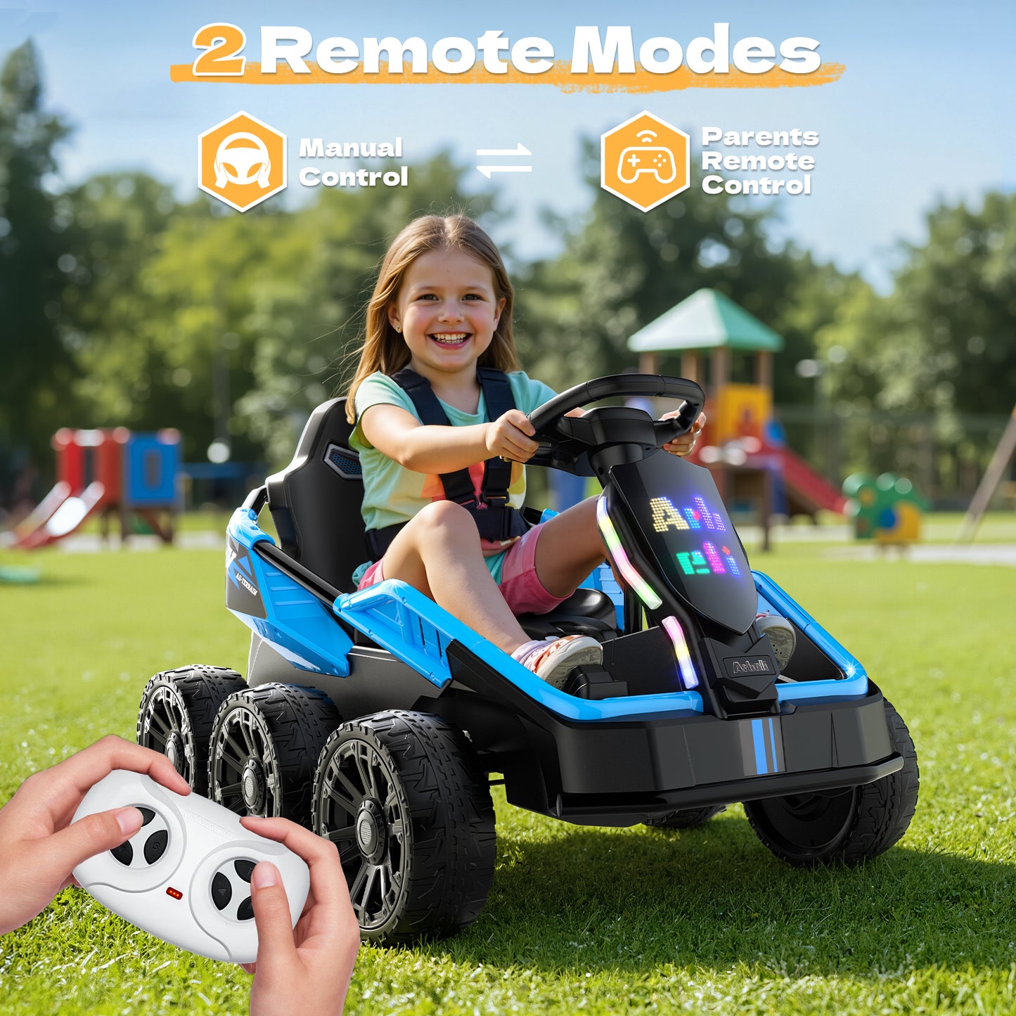 East doll 24V Power Ride on Toys for Big Kids, 6 Wheels Kids UTV, 4x75W Motors, 5MPH, Remote Control, Music, Racing Kids Electric Kart for Age 3+