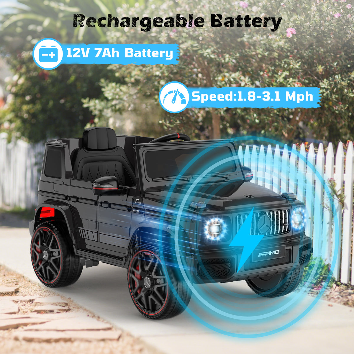 ANPABO 12V 7AH Licensed Mercedes-Benz G63 Electric Car for Kids, Black