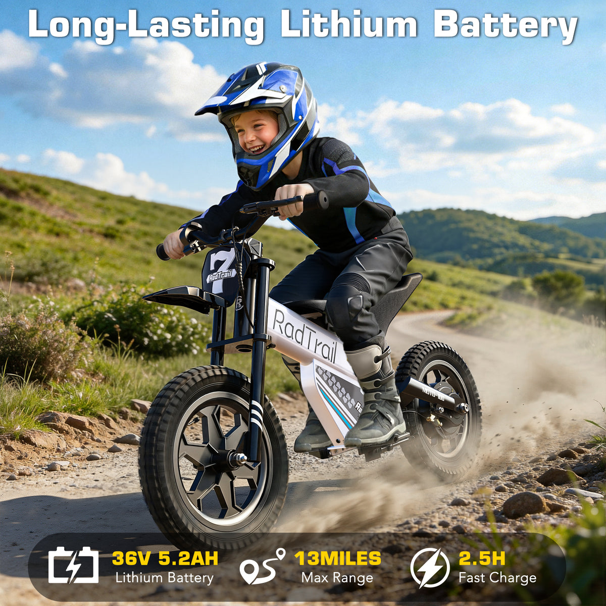 AceCruisers 36V Peak 500W Brushless Electric Dirt Bike for Kids, Up to13 MPH & 13 Miles