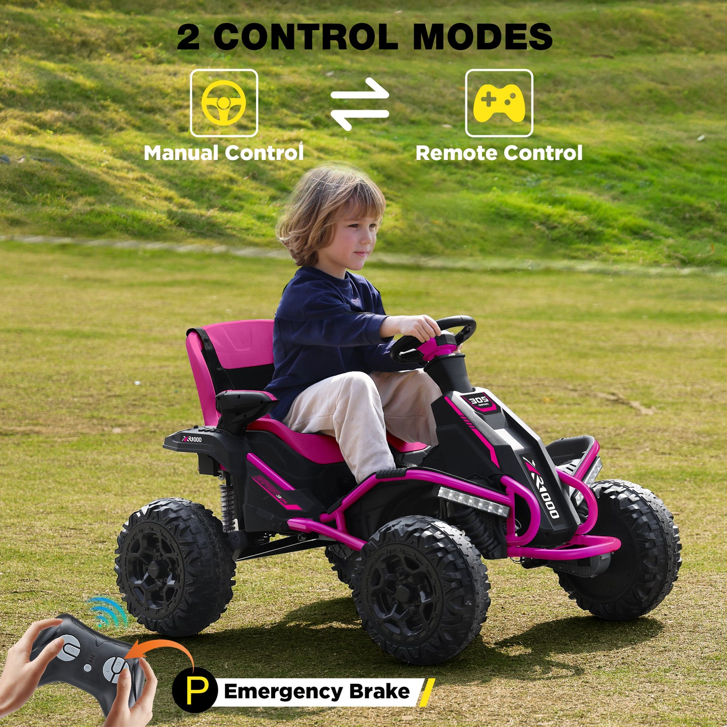 East doll 24V Big Kids Ride on Toys, Electric Power Ride on Car for Kids Age 5-12, 4 Wheeler, 4WD 800W Motors ATV for Kids, 5MPH, Parent Remote, Music