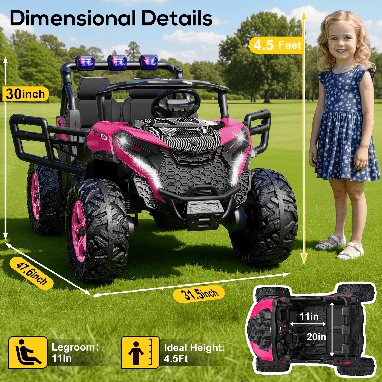 East doll 24V Kids Ride on UTV Car, 2 Seater Ride on Toy for Big Kids, Power Ride on Car for Boys, 4WD 800W Motors, Kid Electric Car Aged 3-8Y , 5.1 MPH , EVA Wheels, Remote Control, Music