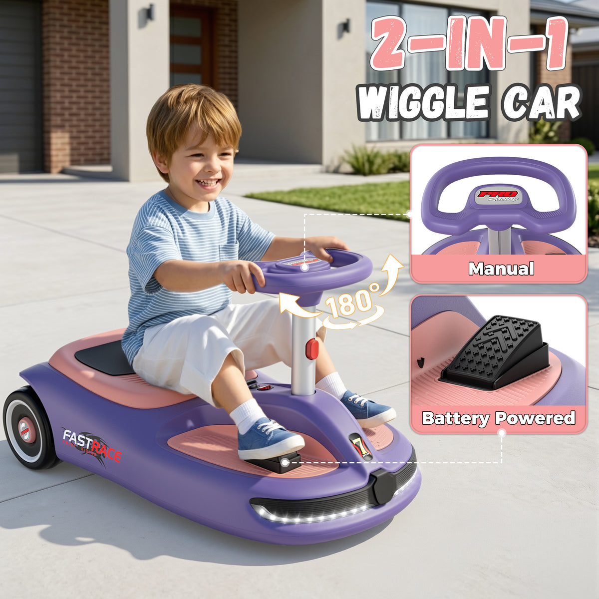 TOYBSNR 12V Electric Wiggle Car with Pedal