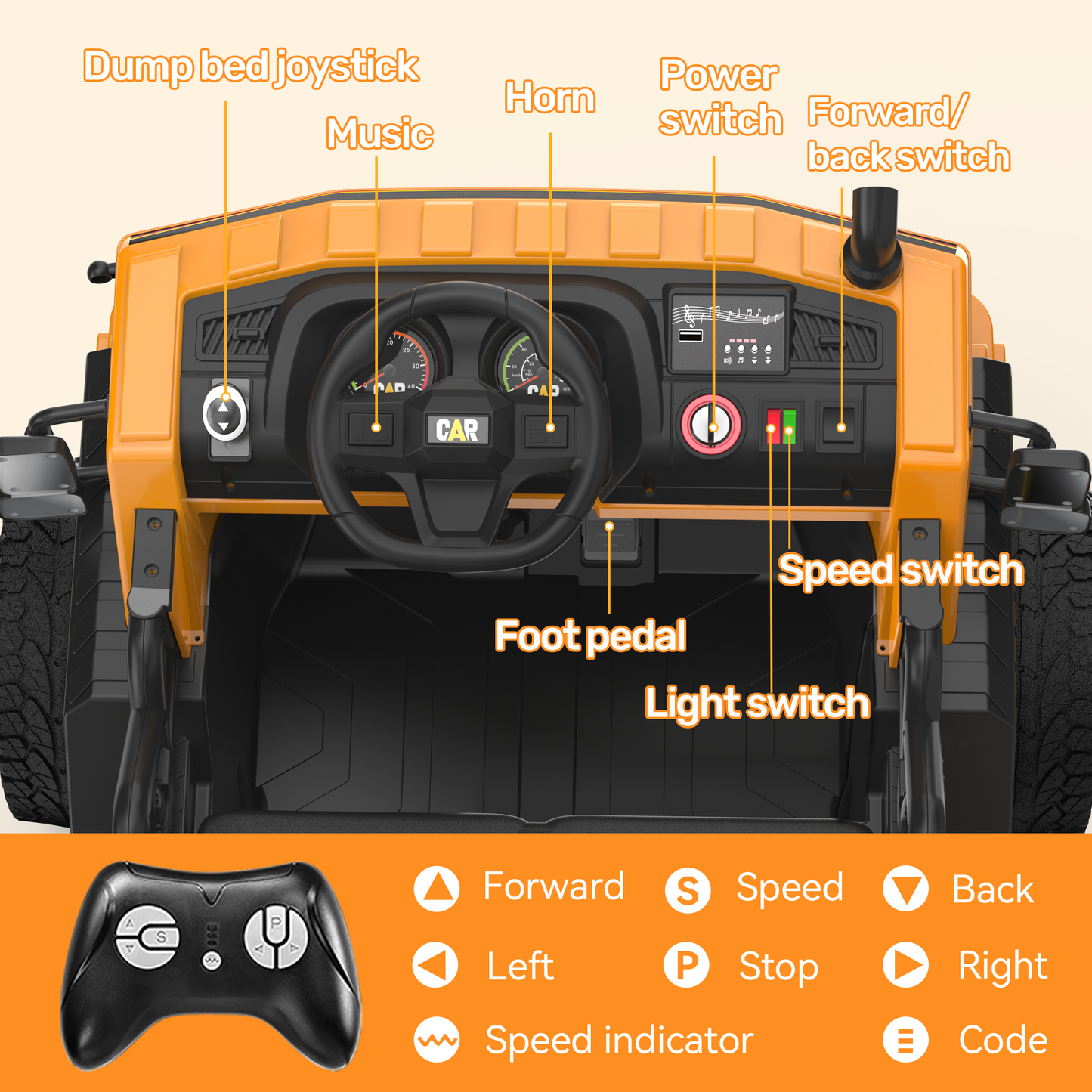 East doll 24V Electric Ride on Dump Truck, Ride on Car with Dump Bed,