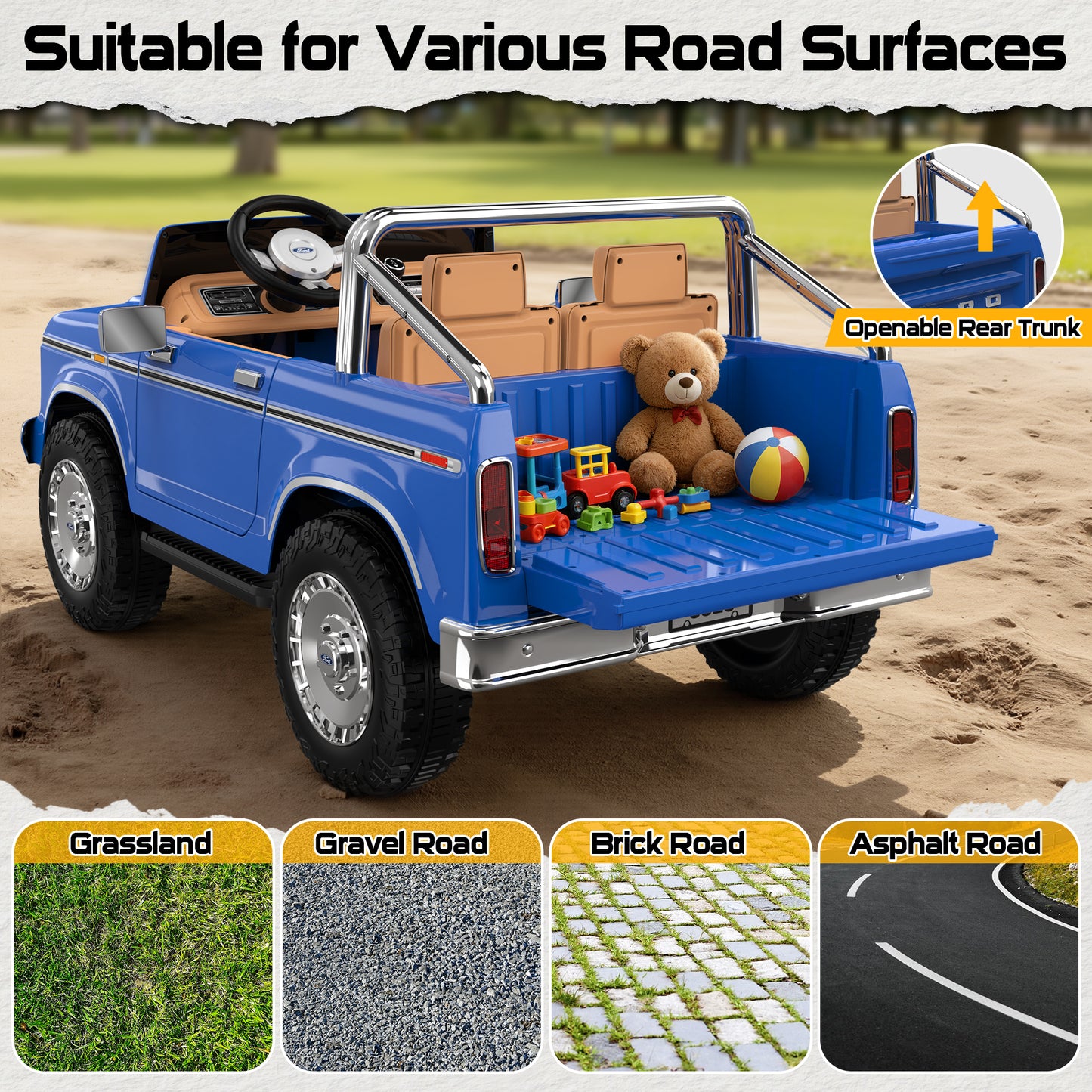 East doll 24V 2 Seater Power Ride on Car for Kids, Licensed Ford 1973 Ford F-150 Ride on Dump Truck, Remote Control, Bluetooth, Storage Bed