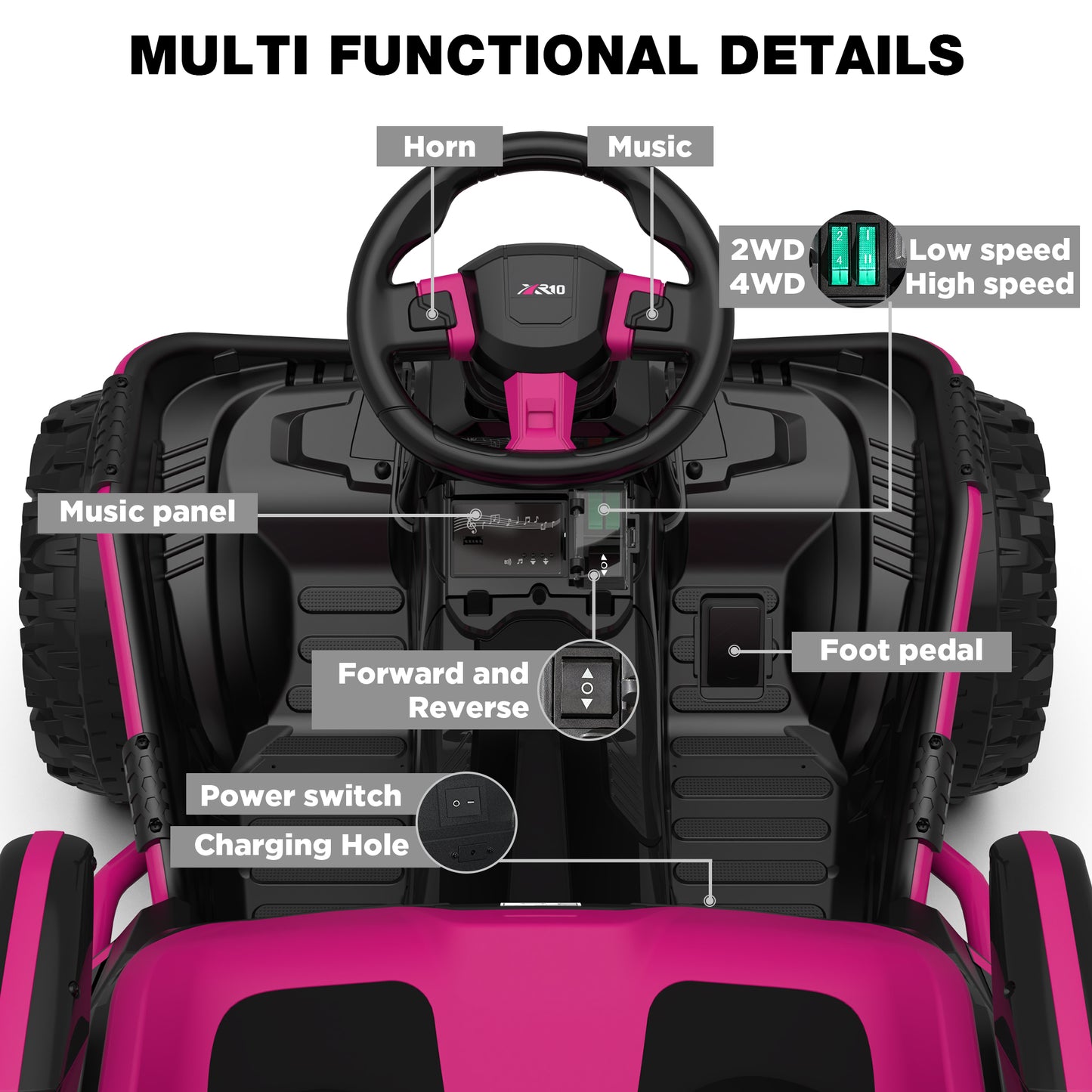 East doll 24V Big Kids Ride on Toys, Electric Power Ride on Car for Kids Age 5-12, 4 Wheeler, 4WD 800W Motors ATV for Kids, 5MPH, Parent Remote, Music