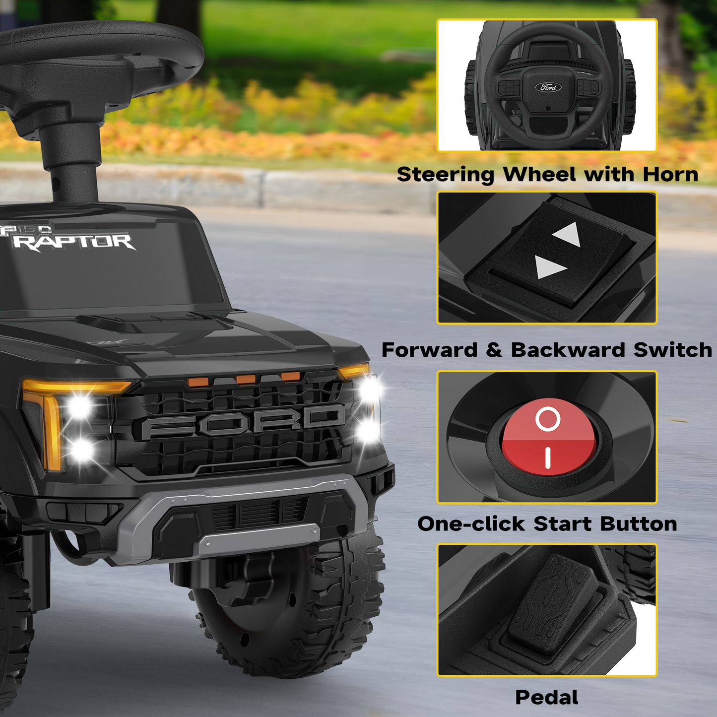 East doll 6V Ride on Toy for Toddler, Ford Electric Car for Kids, Toddler Car for Ages 1-3 Years, LED Lights, Power Motor，4 wheeler, Kids ATV