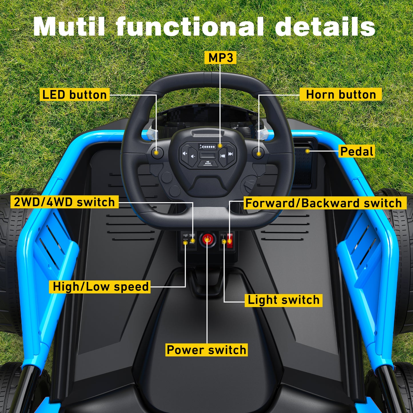 East doll 24V Power Ride on Toys for Big Kids, 6 Wheels Kids UTV, 4x75W Motors, 5MPH, Remote Control, Music, Racing Kids Electric Kart for Age 3+