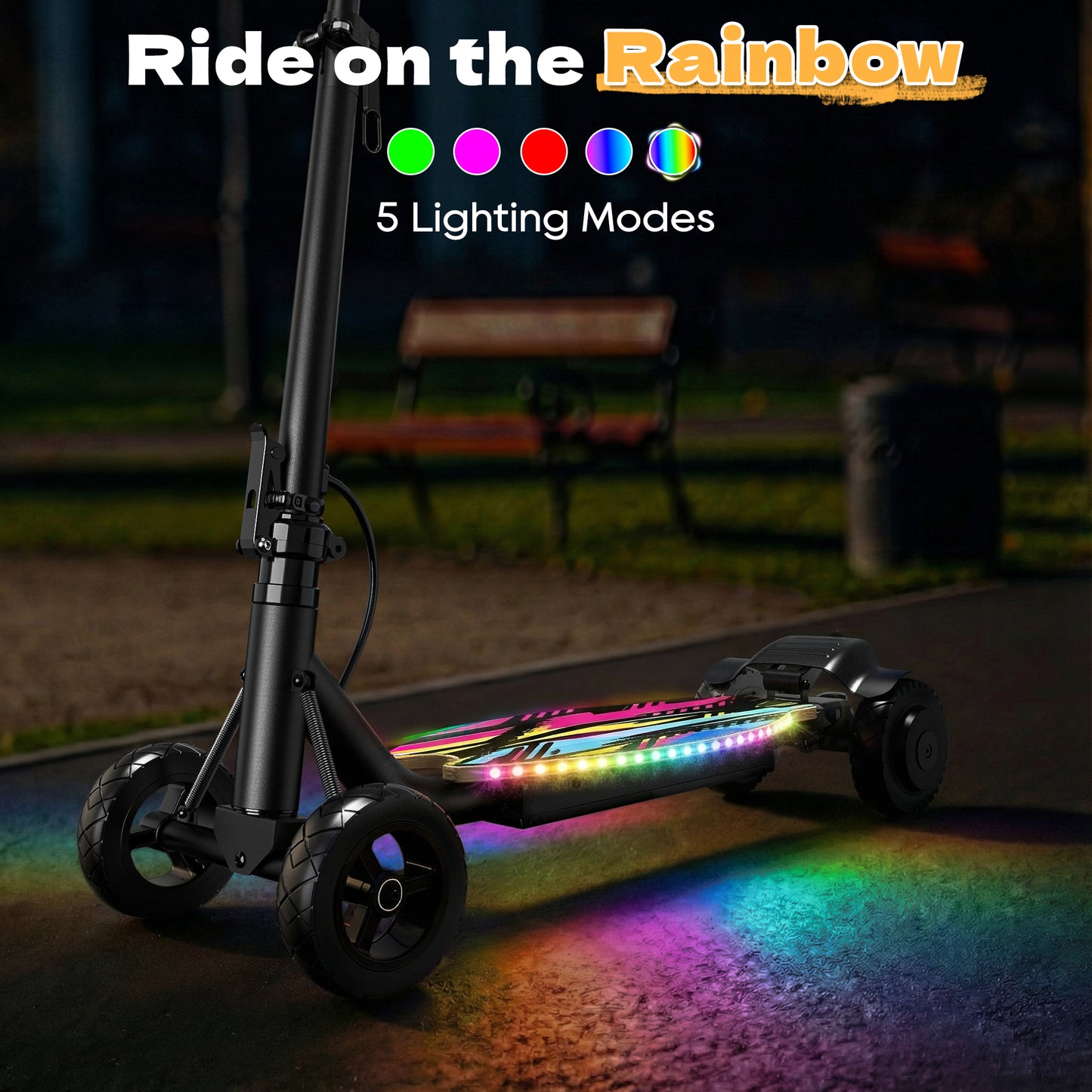 East doll 24V 4 Wheel Electric Scooter for Kids Ages 8-12, 250W Brushless Motor, Max 10 MPH & 8.5 Miles, LED Lights, 5 Speed, Rear Brake, Tiltable Handle Kids E-Scooter