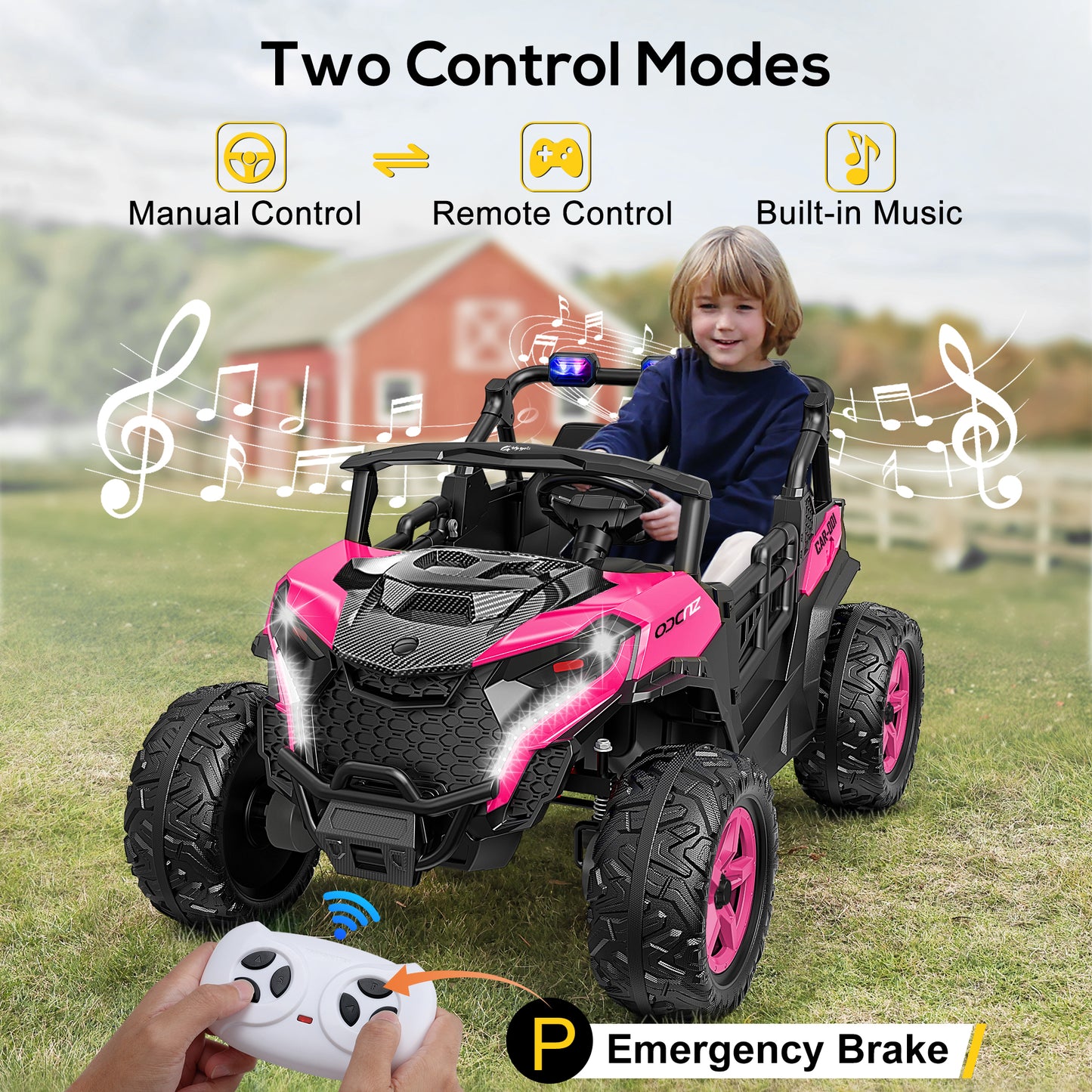 East doll 24V Kids Ride on UTV Car, 2 Seater Ride on Toy for Big Kids, Power Ride on Car for Boys, 4WD 800W Motors, Kid Electric Car Aged 3-8Y , 5.1 MPH , EVA Wheels, Remote Control, Music, Pink