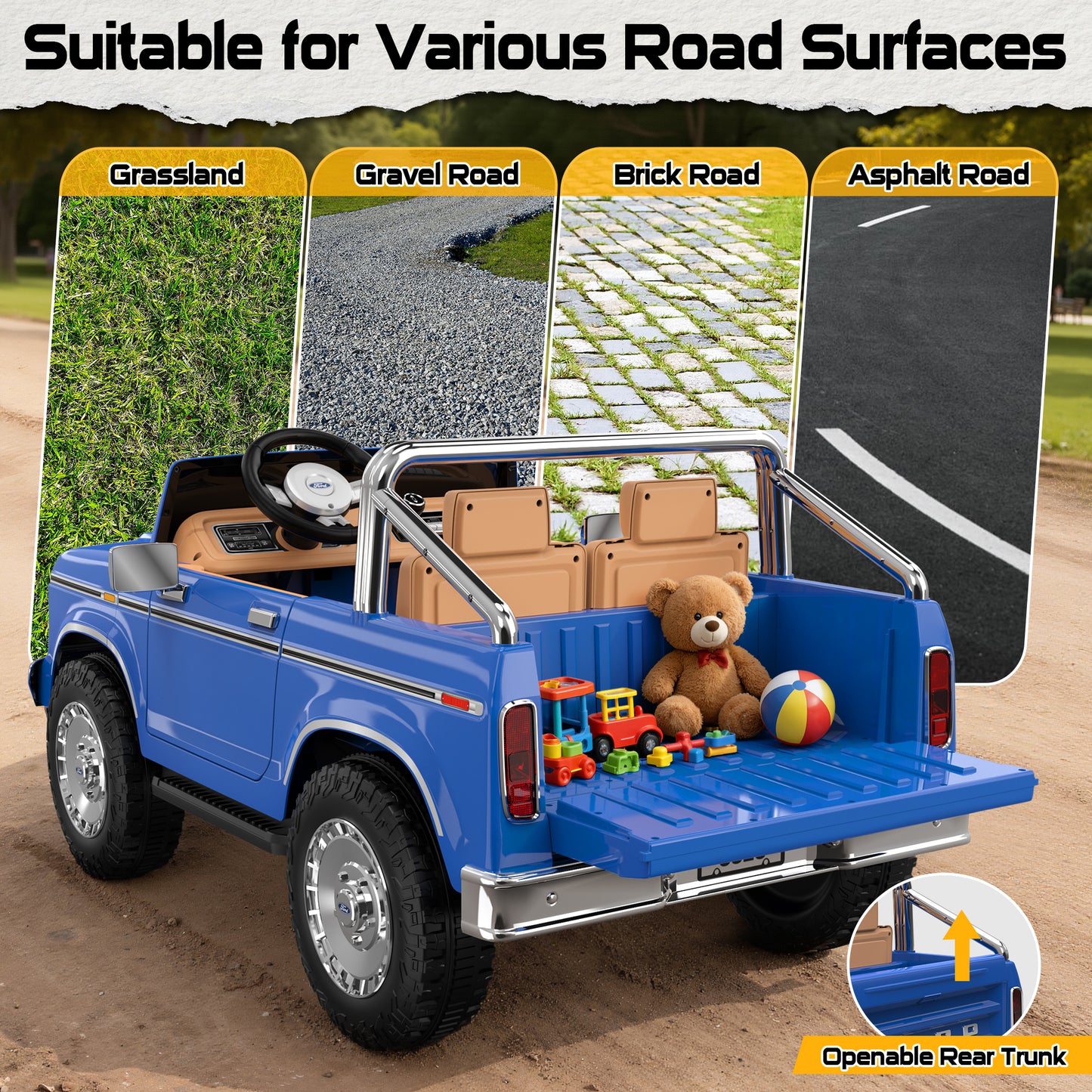 East doll 24V 2 Seater Power Ride on Car for Kids, Licensed Ford 1973 Ford F-150 Ride on Dump Truck, Remote Control, Bluetooth, Storage Bed