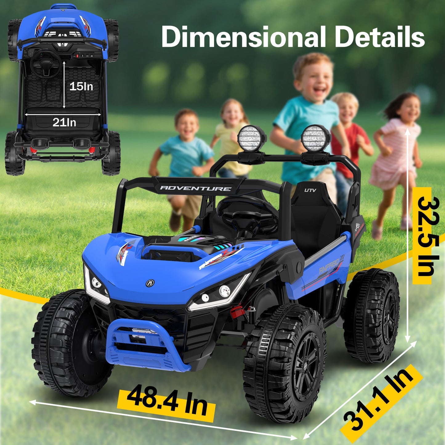 East doll 24V Ride on UTV Car for Big Kid, 2 Seater Ride on Car Toys, Power Electric car for kids,4 Wheels, 800W motors, Remote Control, 5.1 MPH ,3-12Y,Music