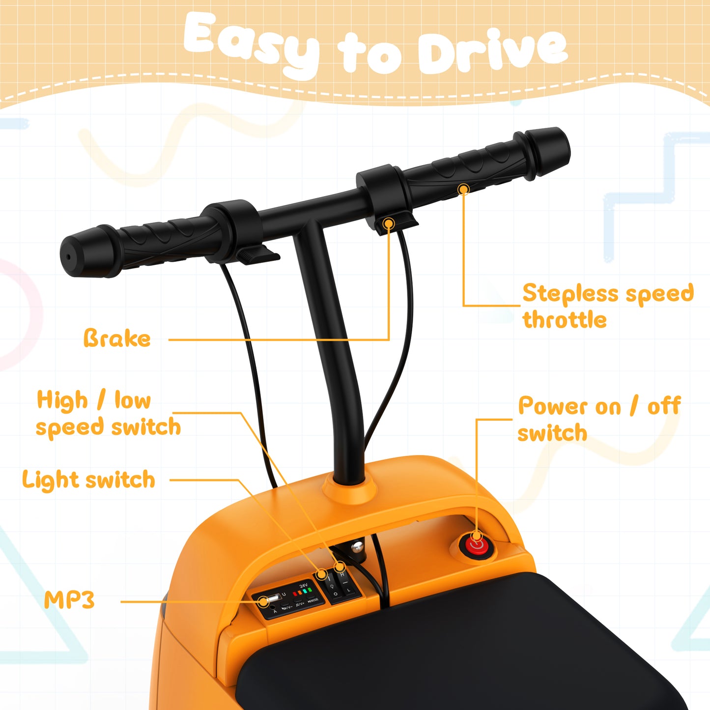 East doll 24V 4 Wheeler Ride on Scooter for Kids , Ride on 24V Aged 3-12