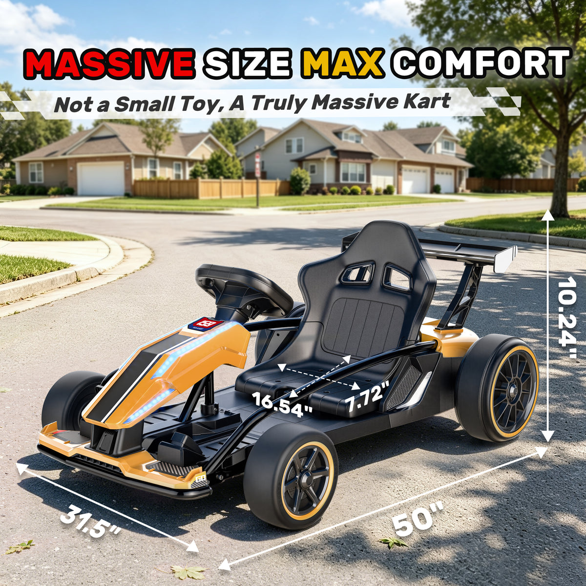 24V Electric Drift Go Kart for Kids Ages 6-14, 400W Motors & 9.3 Mph