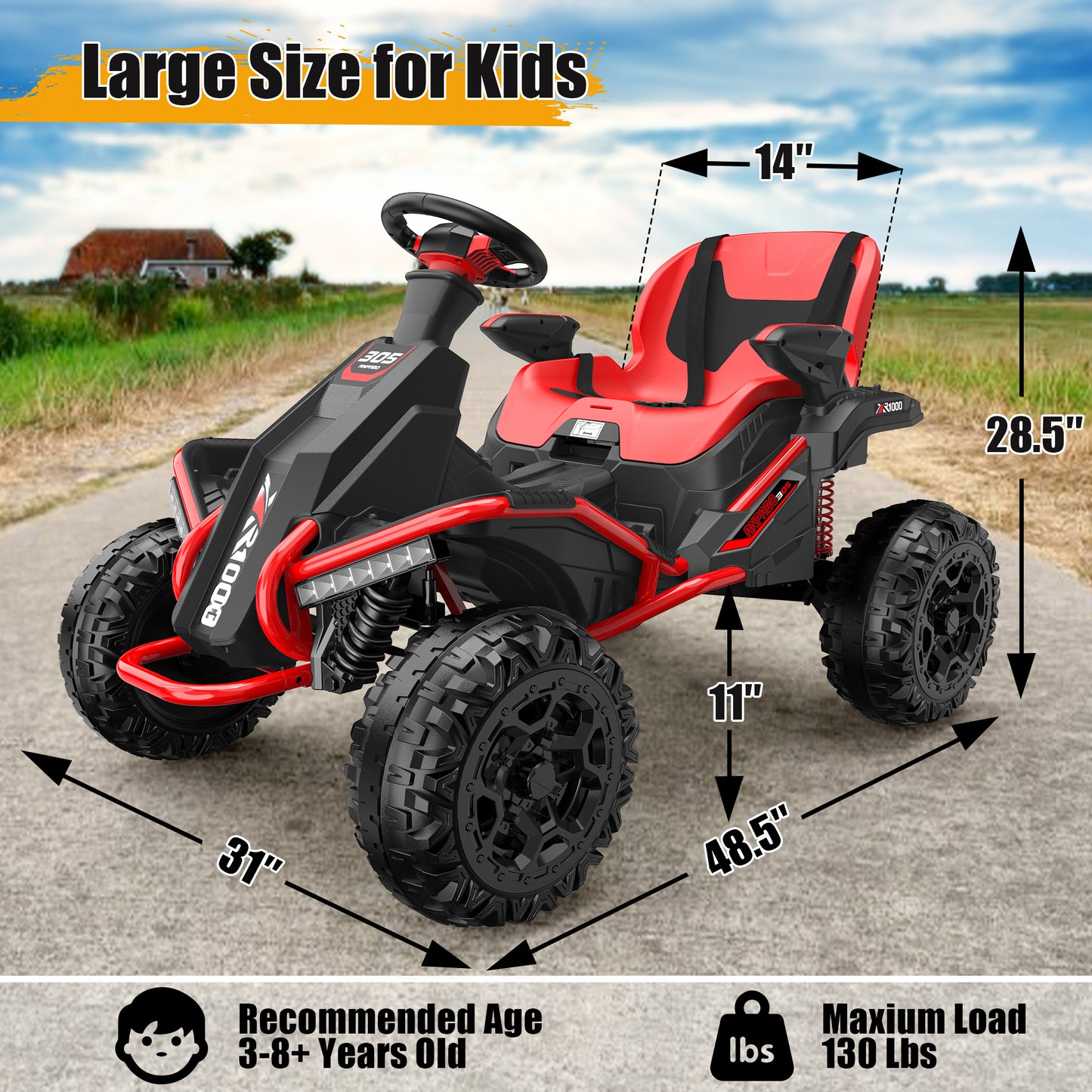 East Doll 24V Ride on ATV Car with 4 Shock Absorbers