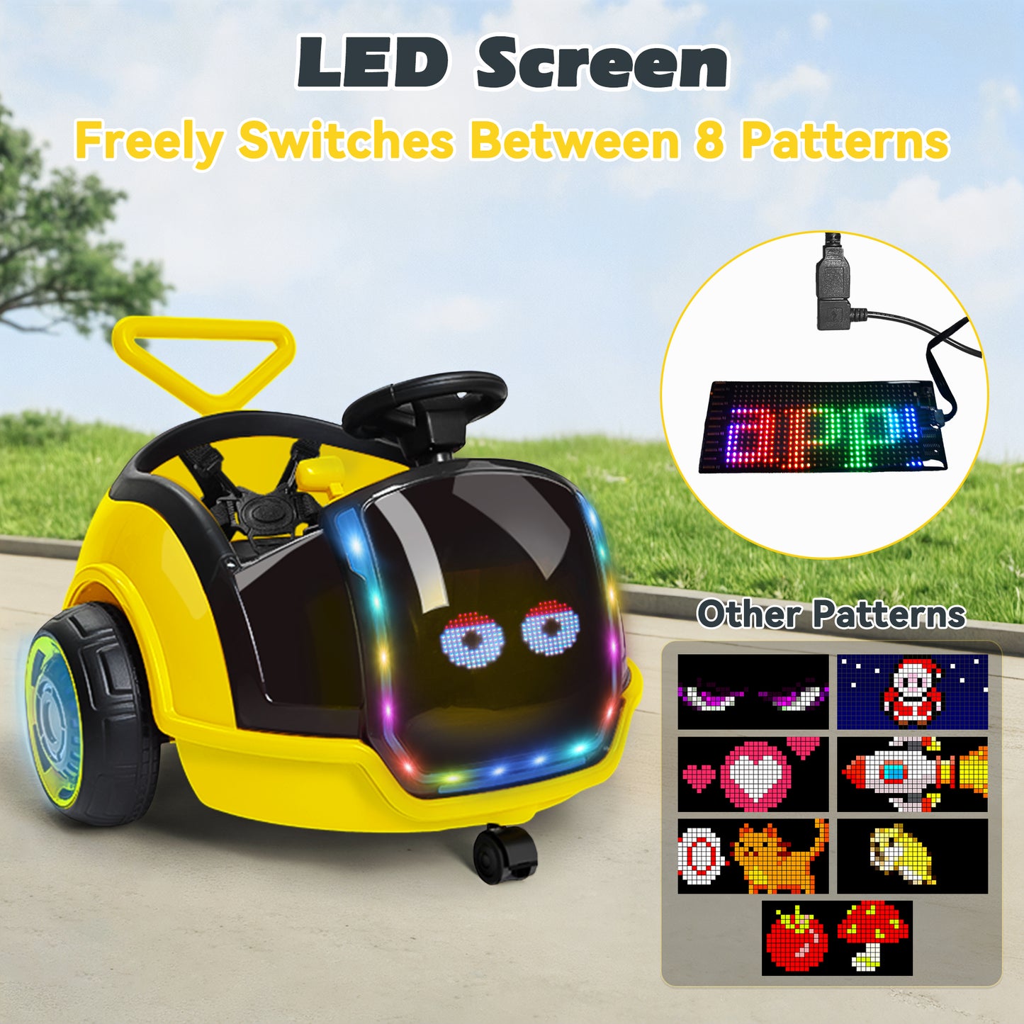 East doll 12V Electric Ride On Toy Car for Toddlers, Kids Puch Car, Outdoor Stroller Toys for Kids, Kids Cars to Ride in, 1-3Y,Remote Control, 1.3-2.5MPH, Music, Horn