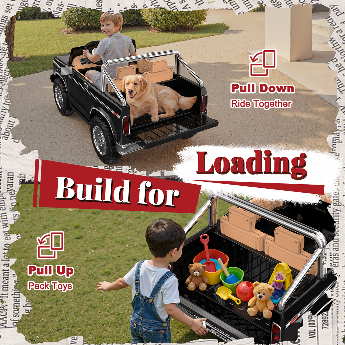 ANPABO Licensed Ford F-150 24V 2 Seater Ride on Car for Kids, Black