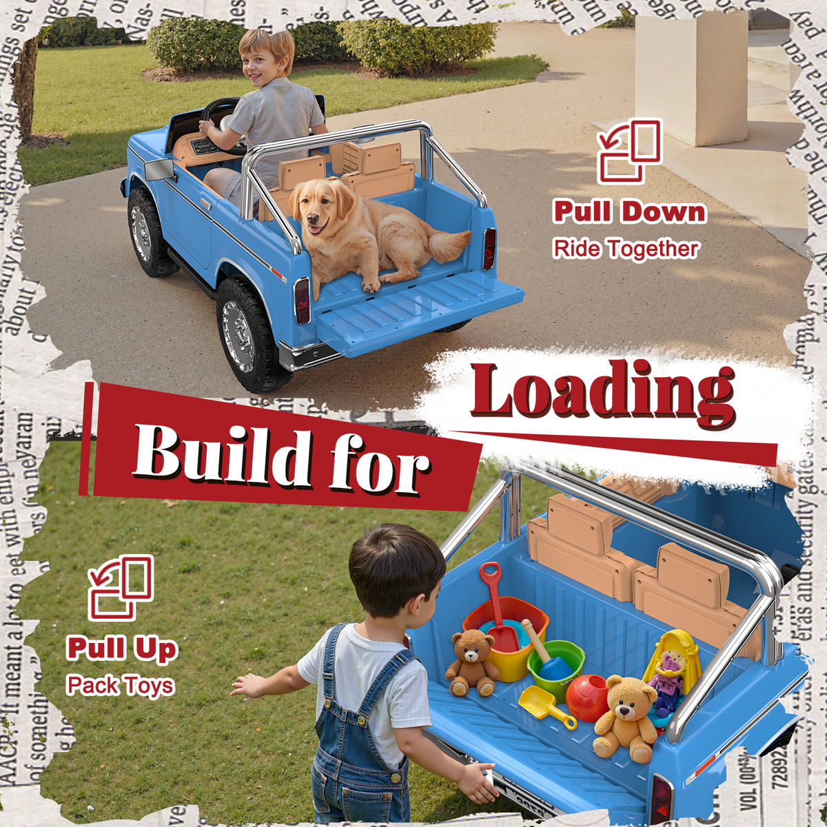 ANPABO Licensed Ford F-150 24V 2 Seater Ride on Car for Kids, Blue