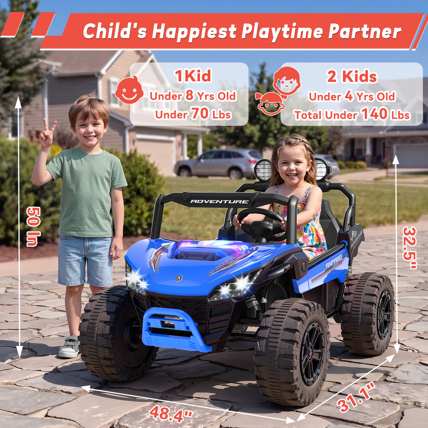 East doll 24V Ride on UTV Car for Big Kid, 2 Seater Ride on Car Toys, Power Electric car for kids,4 Wheels, 800W motors, Remote Control, 5.1 MPH ,3-12Y,Music