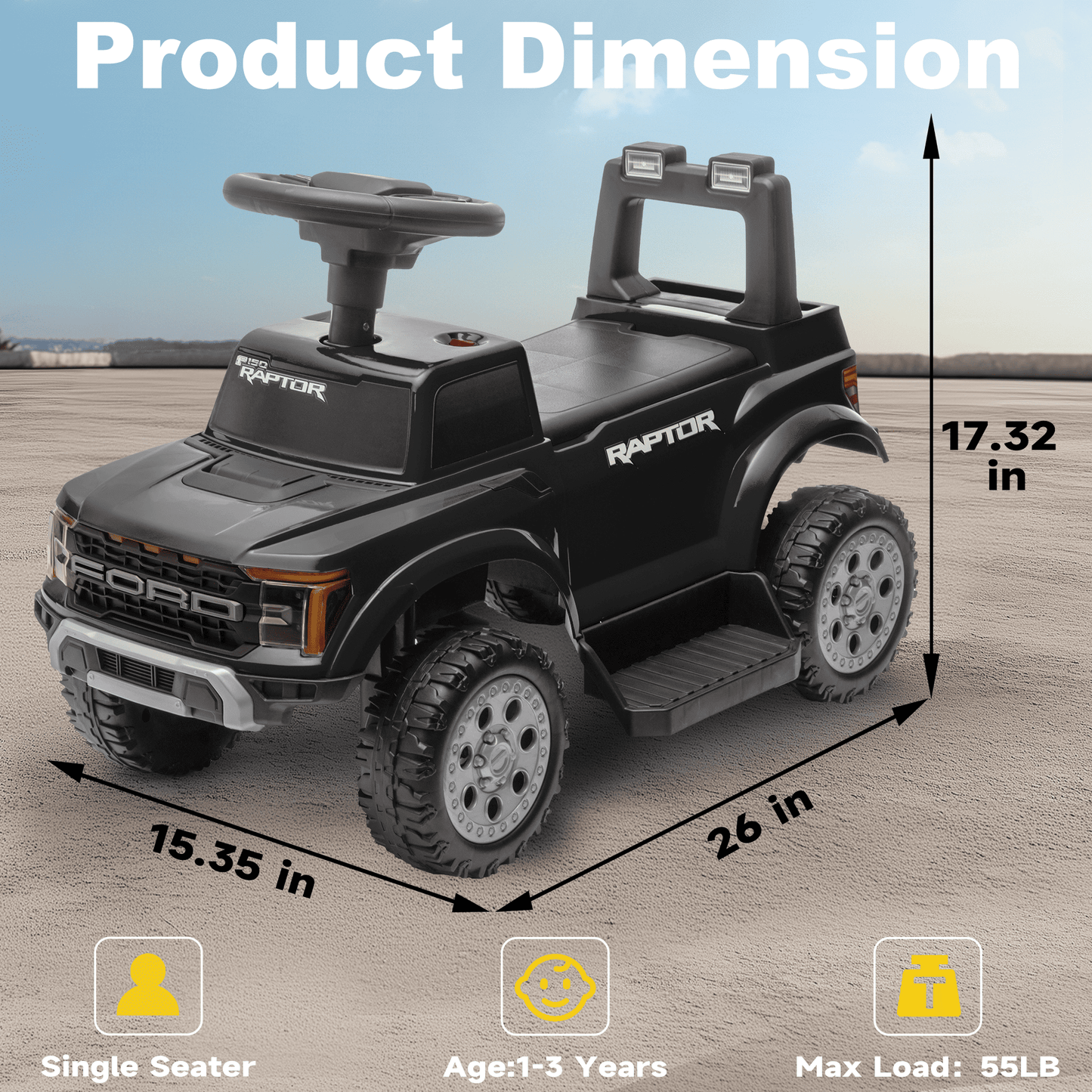 East doll 6V Ride on Toy for Toddler, Ford Electric Car for Kids, Toddler Car for Ages 1-3 Years, LED Lights, Power Motor，4 wheeler, Kids ATV