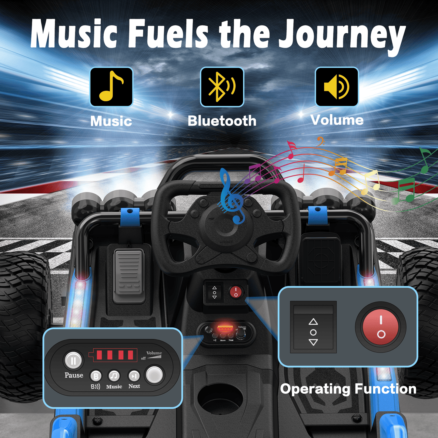 East doll 24V Ride on Toys Car for Big Kids Aged 3+, Electric Kart, Power 2X200W Motors, 4 Wheels, Remote Control, Gas Pedal & Brake, 5MPH