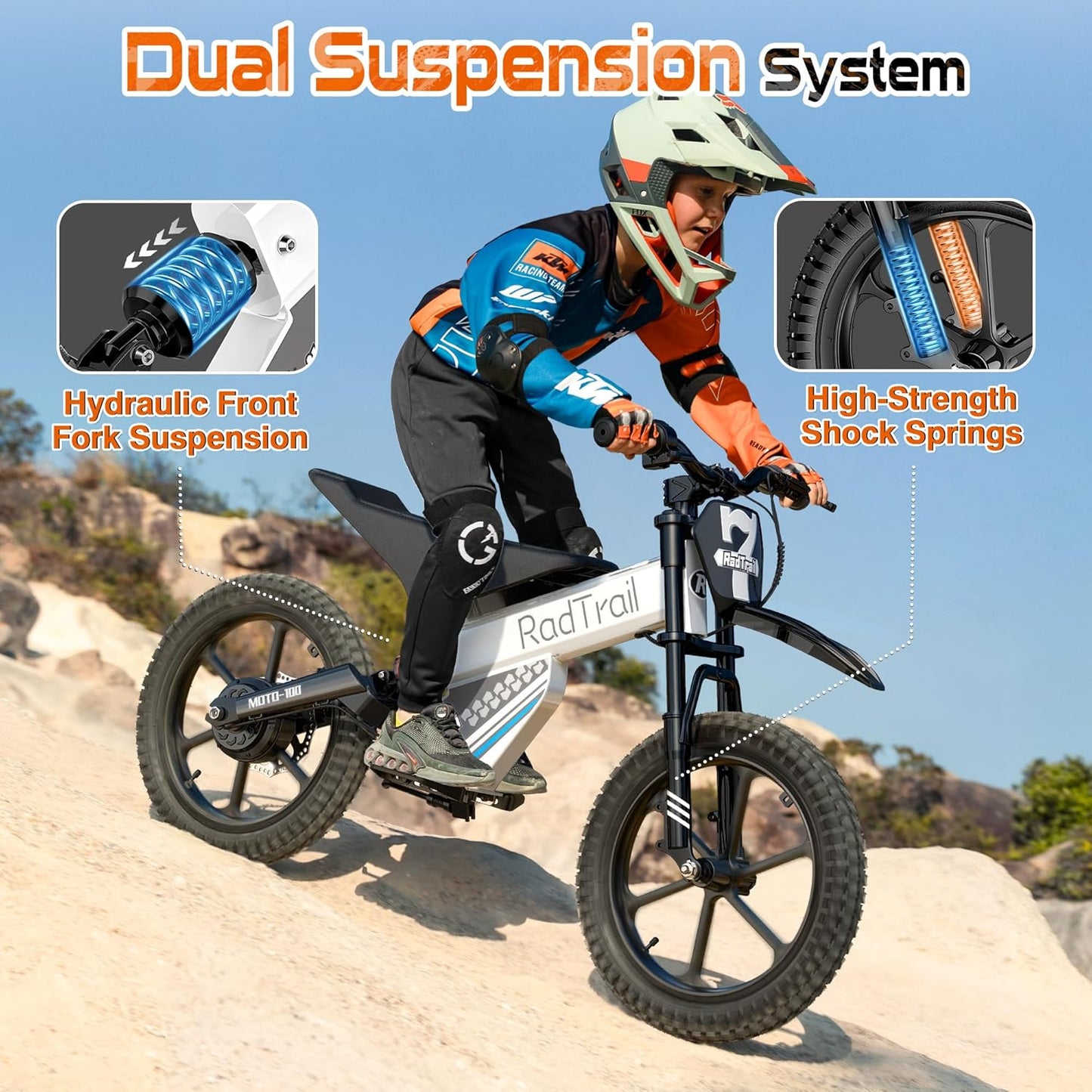 East doll 36V Electric Dirt Bike for Kids, 500W Peak Brushless Motor, 16" Pneumatic Tires