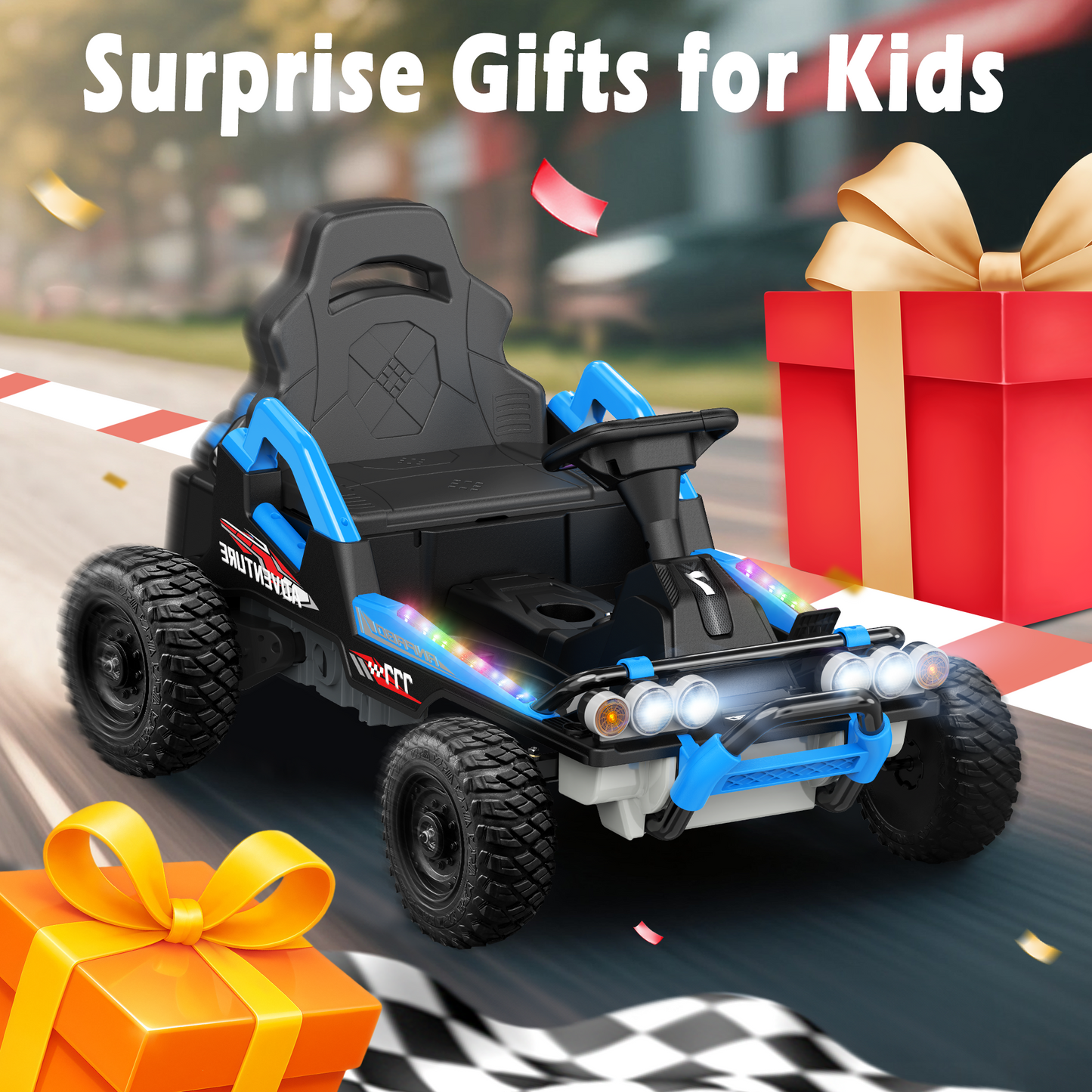 East doll 24V Ride on Toys Car for Big Kids Aged 3+, Electric Kart, Power 2X200W Motors, 4 Wheels, Remote Control, Gas Pedal & Brake, 5MPH