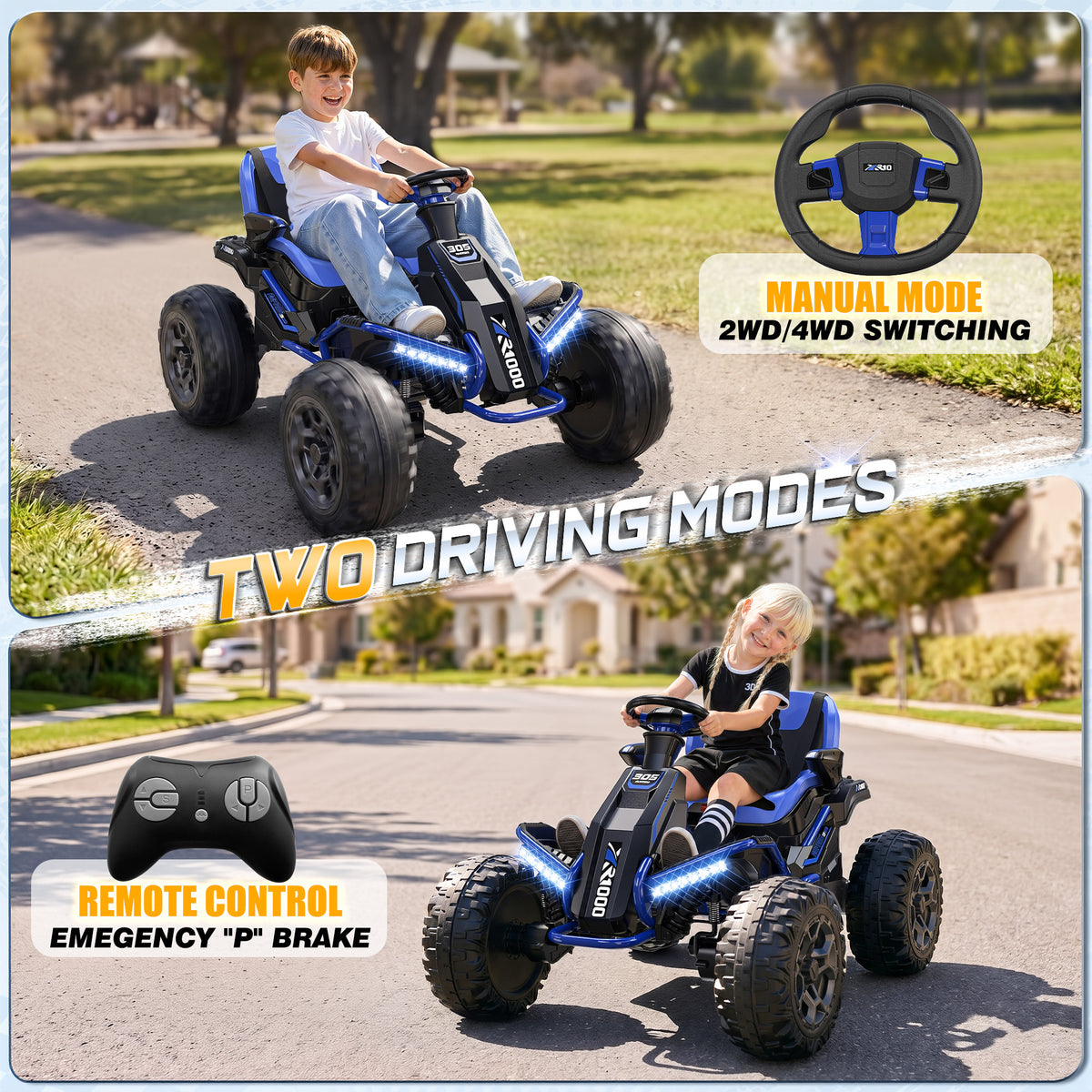 East doll 24V Ride on Toys for Big Kids, 4WD Ride on Car for Kids with 4x200W Motors, Kids Electric Car for Ages 3-12, Parent Remote Control, Adjustable Seat, 5 MPH
