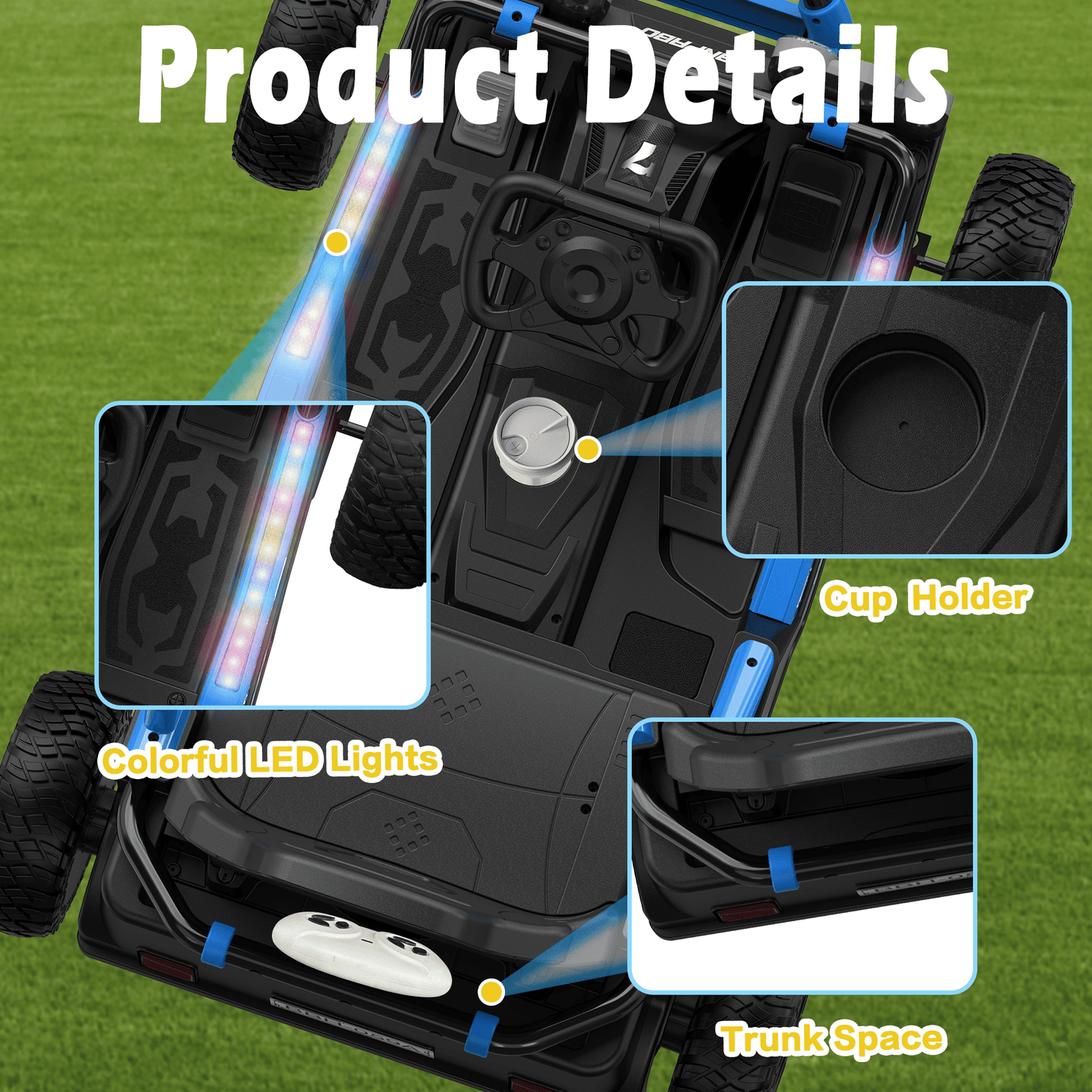 East doll 24V Ride on Toys Car for Big Kids Aged 3+, Electric Kart, Power 2X200W Motors, 4 Wheels, Remote Control, Gas Pedal & Brake, 5MPH