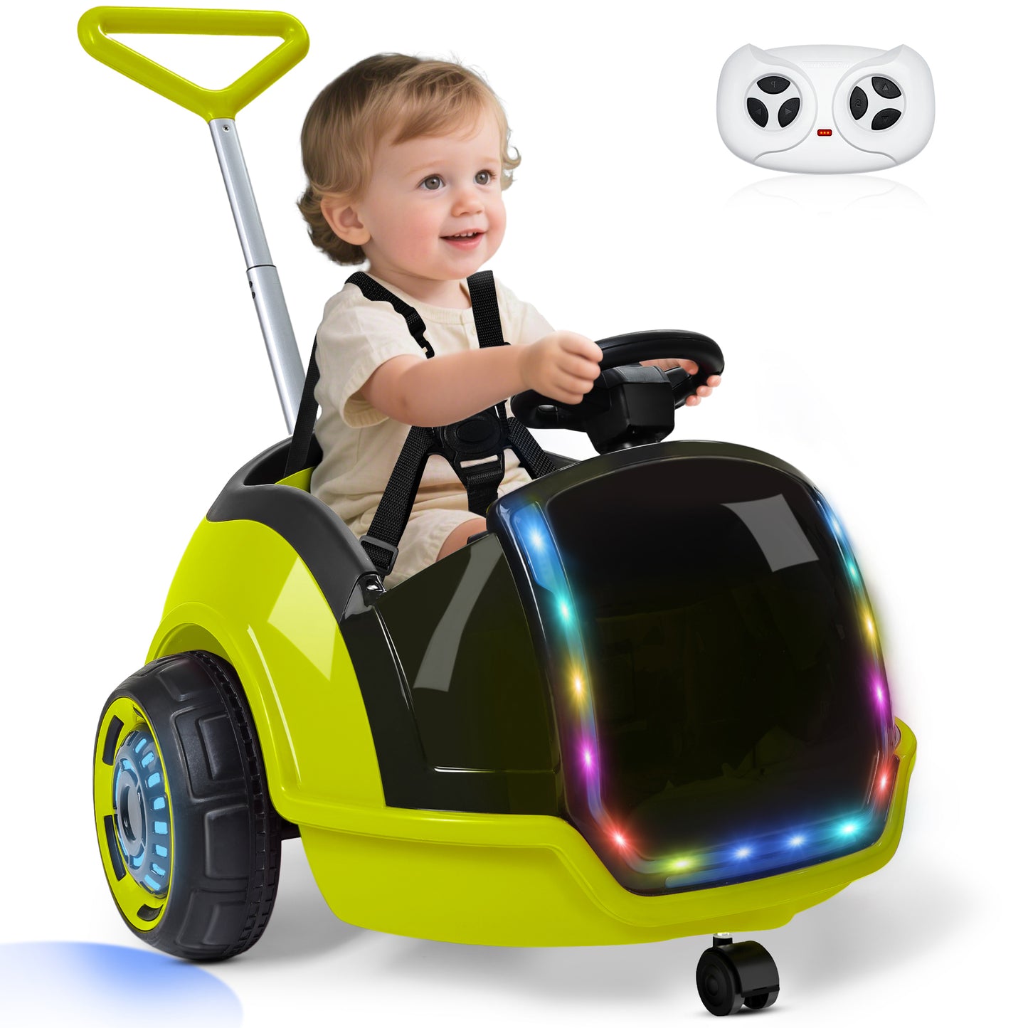 East doll 12V Electric Ride On Toy Car for Toddlers, Kids Puch Car, Outdoor Stroller Toys for Kids, Kids Cars to Ride in, 1-3Y,Remote Control, 1.3-2.5MPH, Music, Horn
