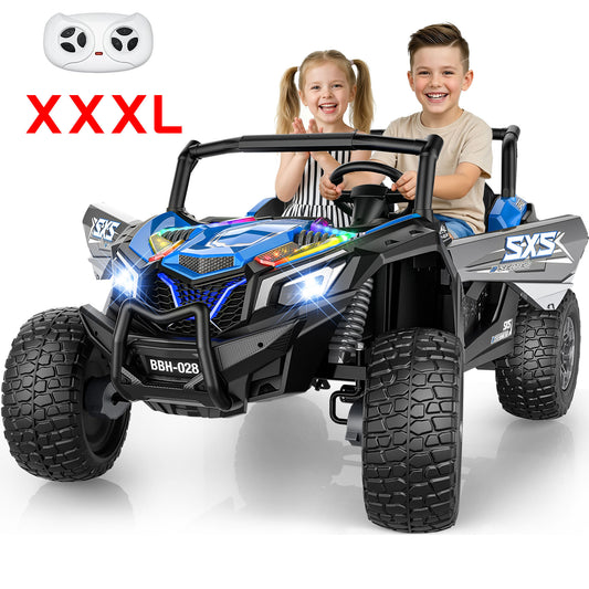 TOYBSNR 24 Volt 2-Seater Ride on Toys with Remote Control, 4WD XXXL Electric Car for Kids Ages 3-14, Ride on Cars UTV with 15" EVA Tires, Rainbow LED Lights, Bluetooth Music, Spring Suspension