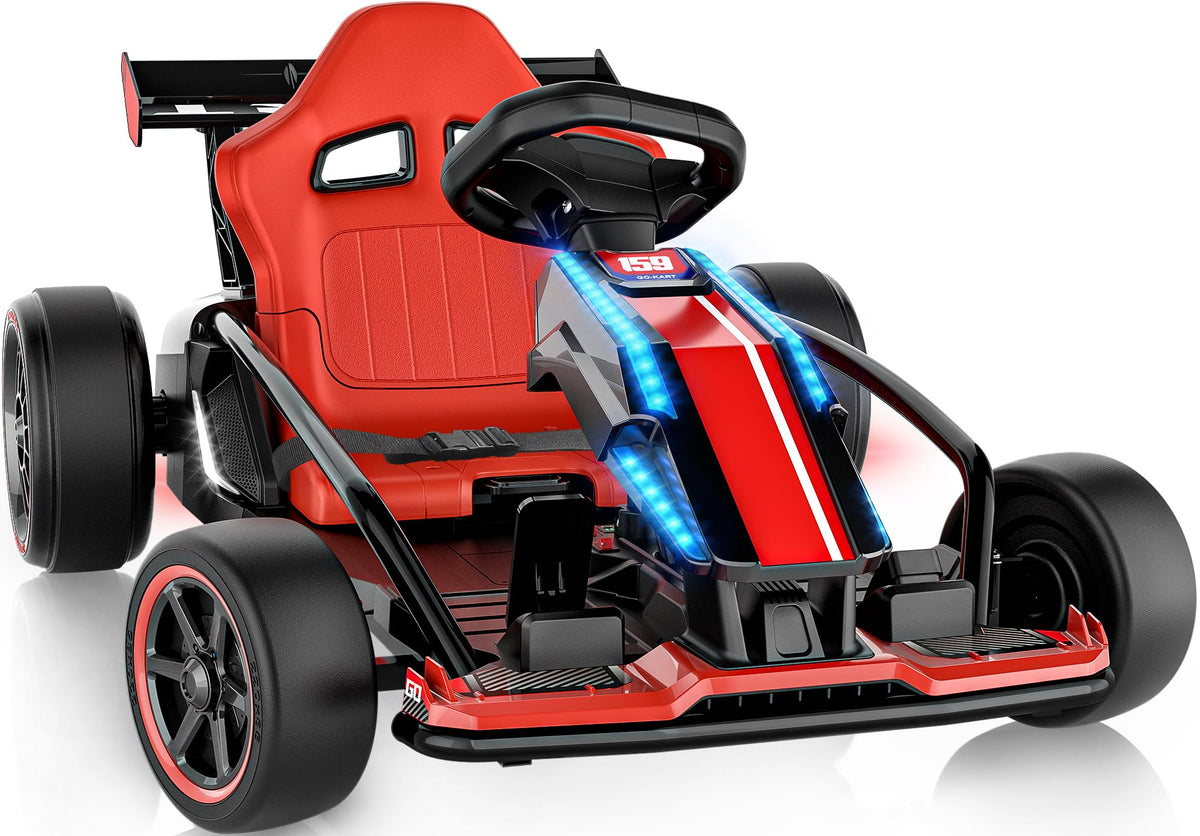 AceCruisers 24V Electric Drift Go Kart for Kids Ages 6-14, 400W Motors & 9.3 Mph, Red