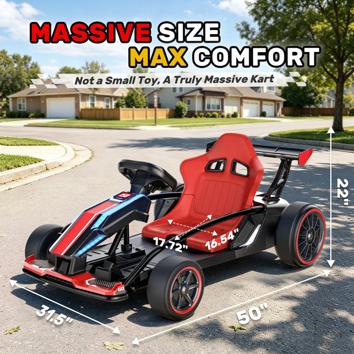 AceCruisers 24V Electric Drift Go Kart for Kids Ages 6-14, 400W Motors & 9.3 Mph, Red