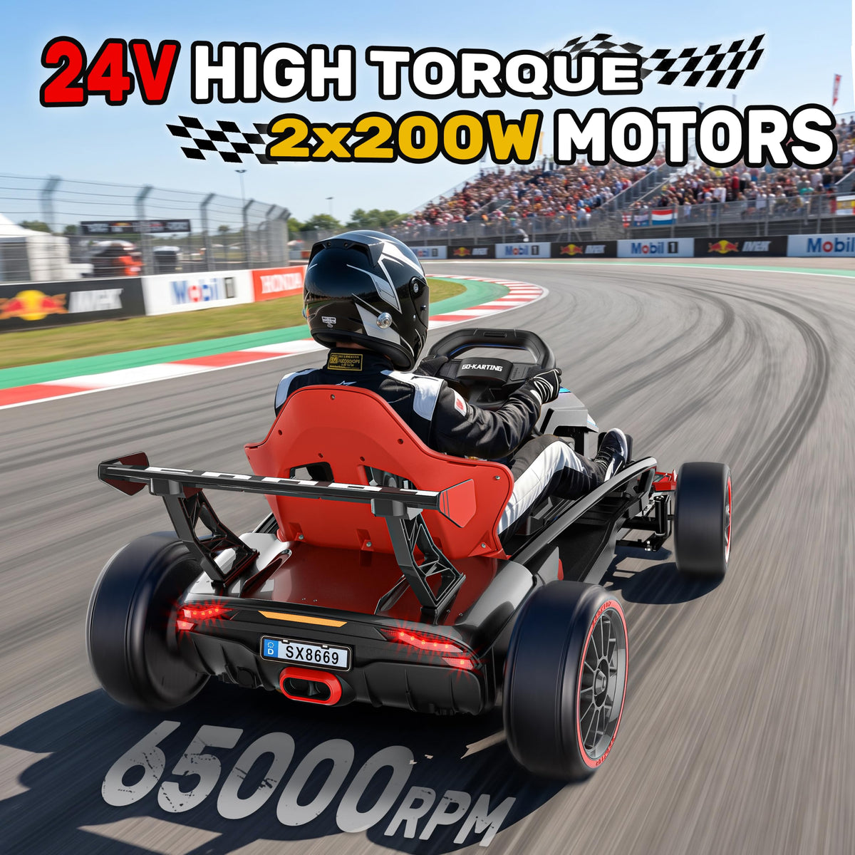 AceCruisers 24V Electric Drift Go Kart for Kids Ages 6-14, 400W Motors & 9.3 Mph, Red