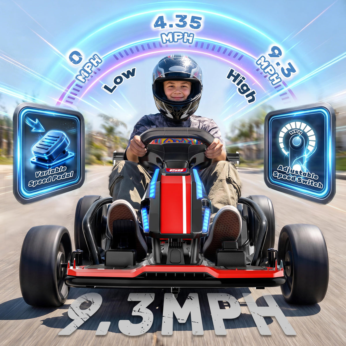 AceCruisers 24V Electric Drift Go Kart for Kids Ages 6-14, 400W Motors & 9.3 Mph, Red