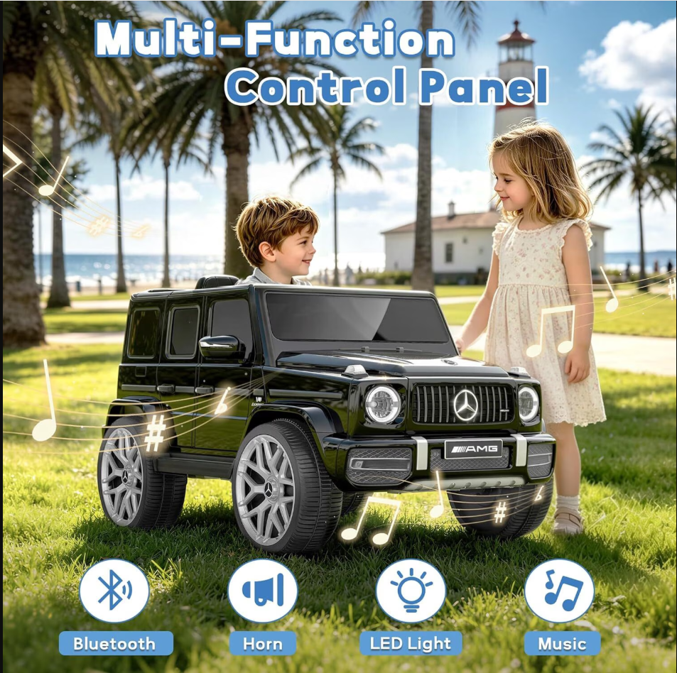 TOYBSNR 12V Electric Car for Toddler, Mercedes-Benz G63 Licensed Ride on Toys for Toddlers, Kids Power Ride on Car with Remote Control & High Window & LED Lights & Music