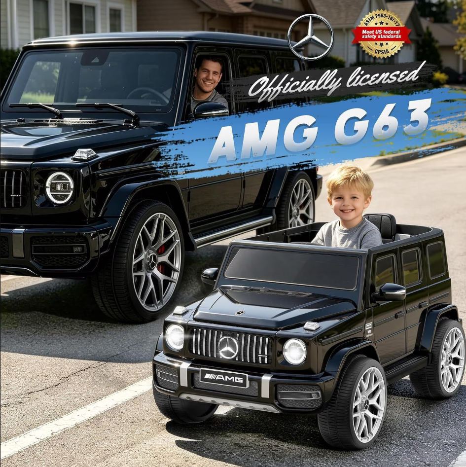 TOYBSNR 12V Electric Car for Toddler, Mercedes-Benz G63 Licensed Ride on Toys for Toddlers, Kids Power Ride on Car with Remote Control & High Window & LED Lights & Music